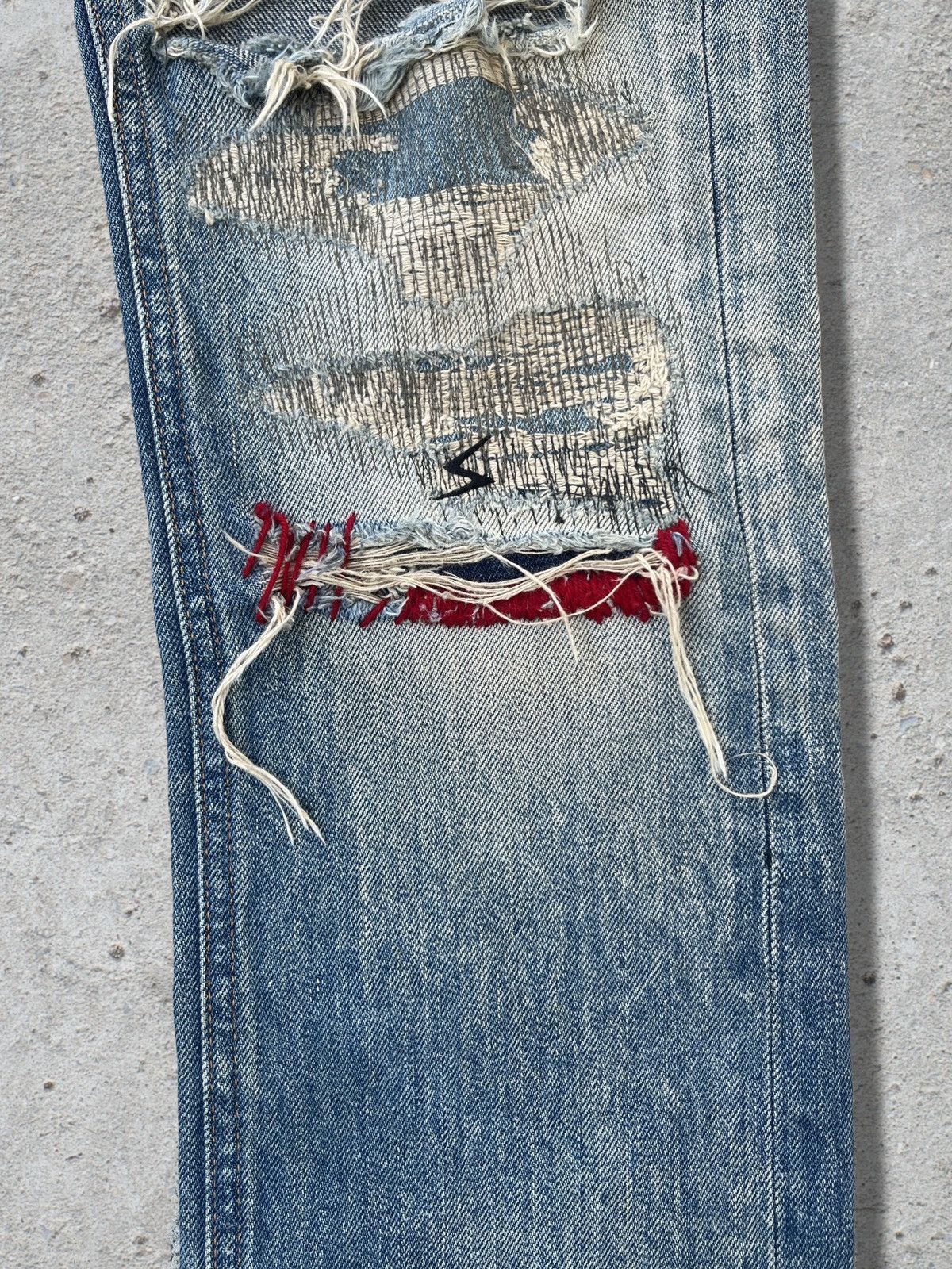 Undercover AW04 Undercover Red Yarn Denim Size US 31 - 3 Thumbnail