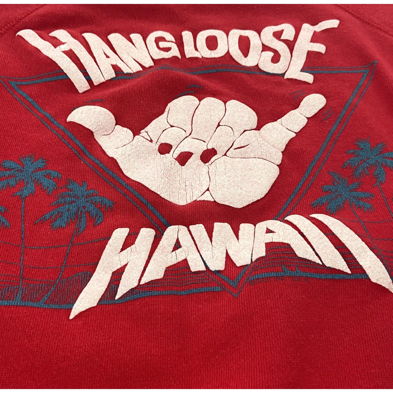 Tultex Vintage Hawaii Sweater Men’s Large Red Fleece Pullover Casual Hawaiian 80s City Beach Logo Size US L / EU 52-54 / 3 - 5 Thumbnail