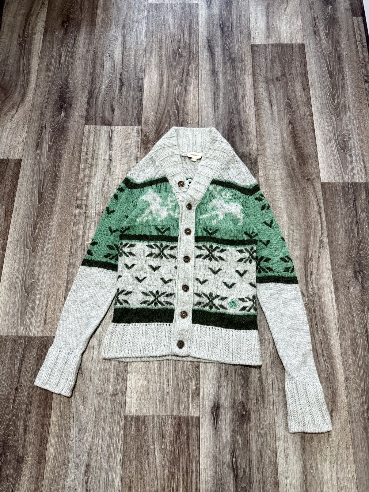 DIESEL VINTAGE WINTER KNIT SWEATER MOHAIR CARDIGAN MEN’S