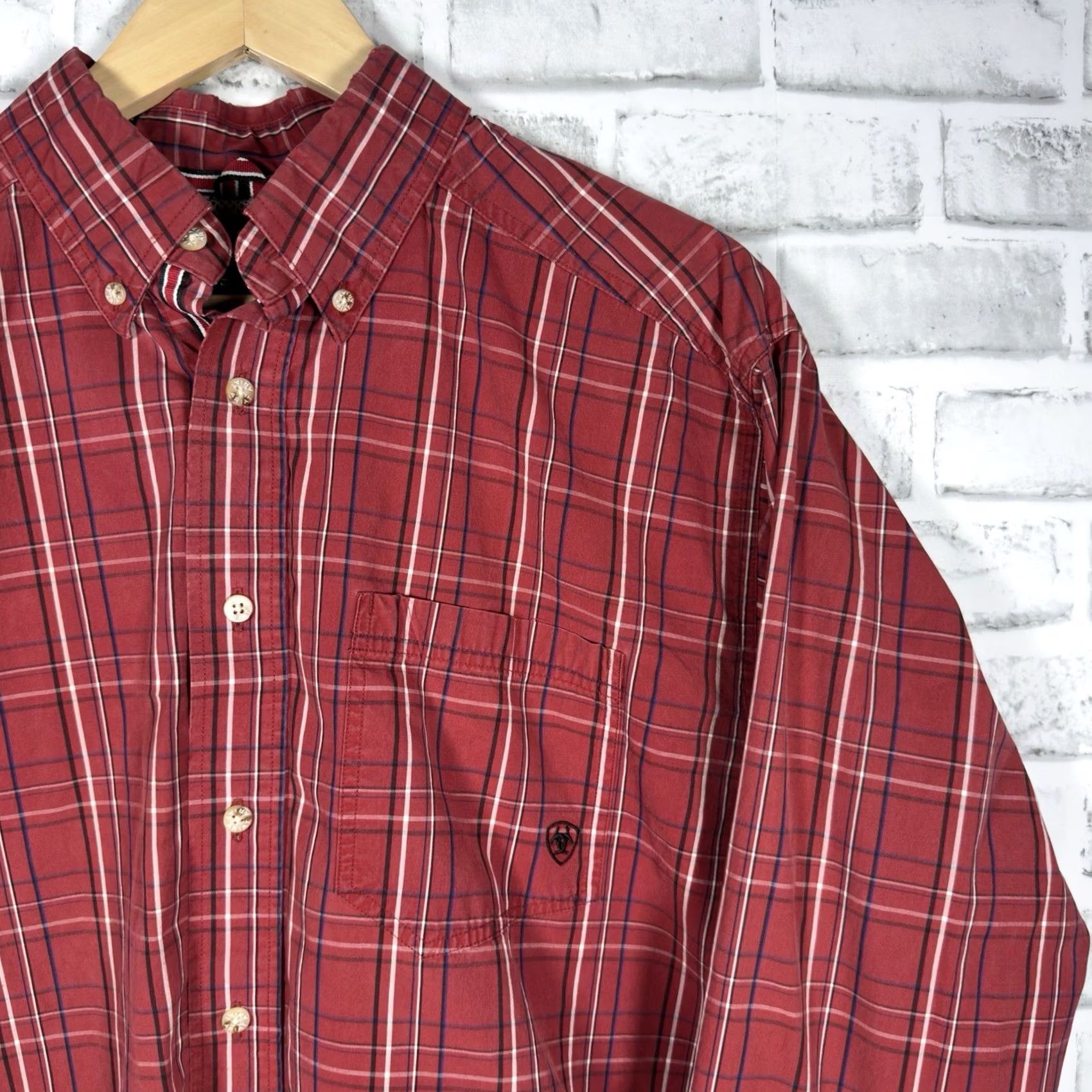 Ariat Ariat Pro Series Plaid Red Long Sleeve Button-Down Shirt Mens Size L Size US L / EU 52-54 / 3 - 2 Thumbnail