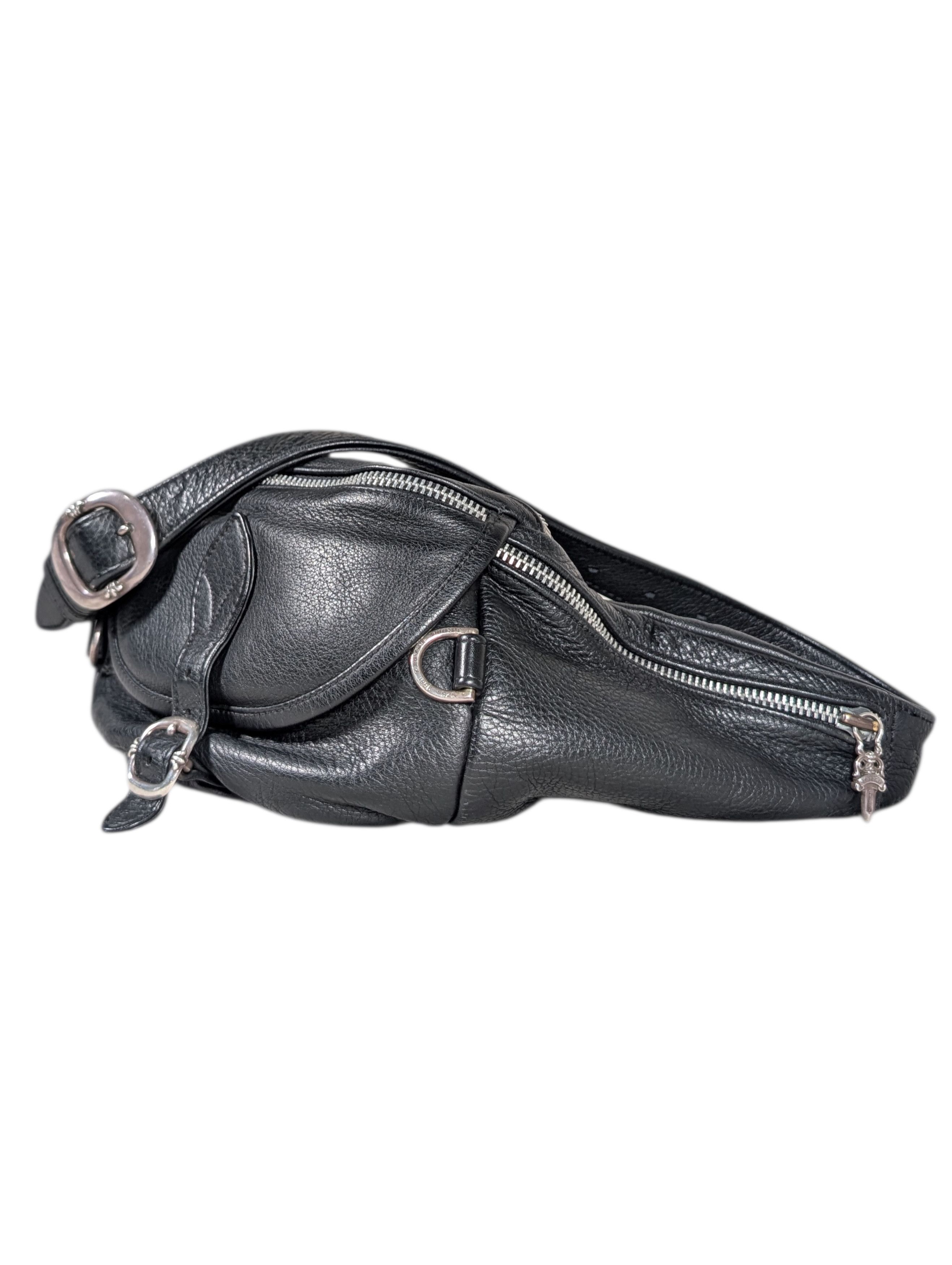 Chrome Hearts SNAT PACK #1 MESSENGER SHOULDER BAG WAIST BAG BLACK LEATHER Size ONE SIZE - 3 Thumbnail