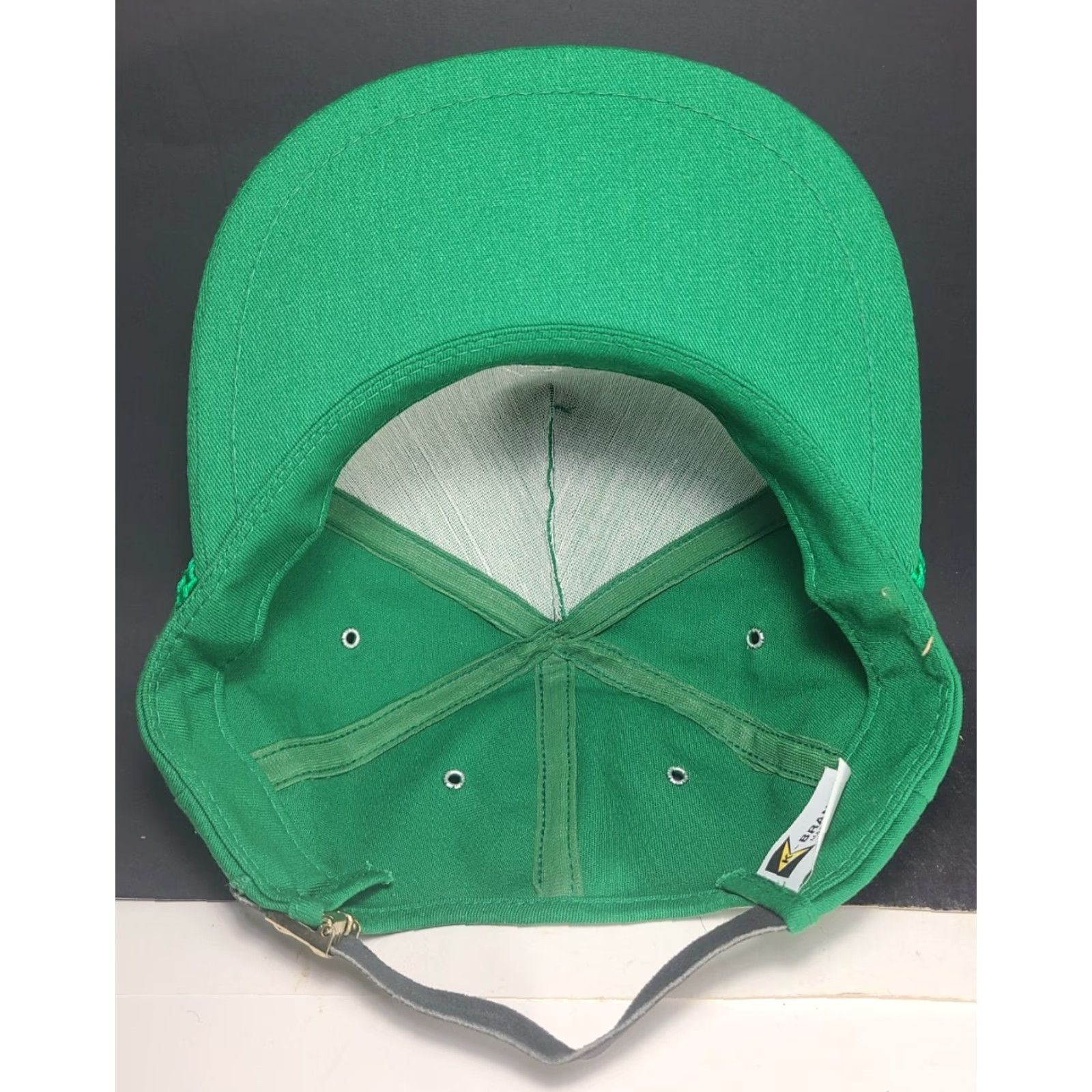 J Brand VINTAGE PIONEER SEED Hat Cap K Brand Farmer Trucker Rope Leather Strap USA Baseball Cap Adjustable Green 1990s Mens Size ONE SIZE - 7 Thumbnail