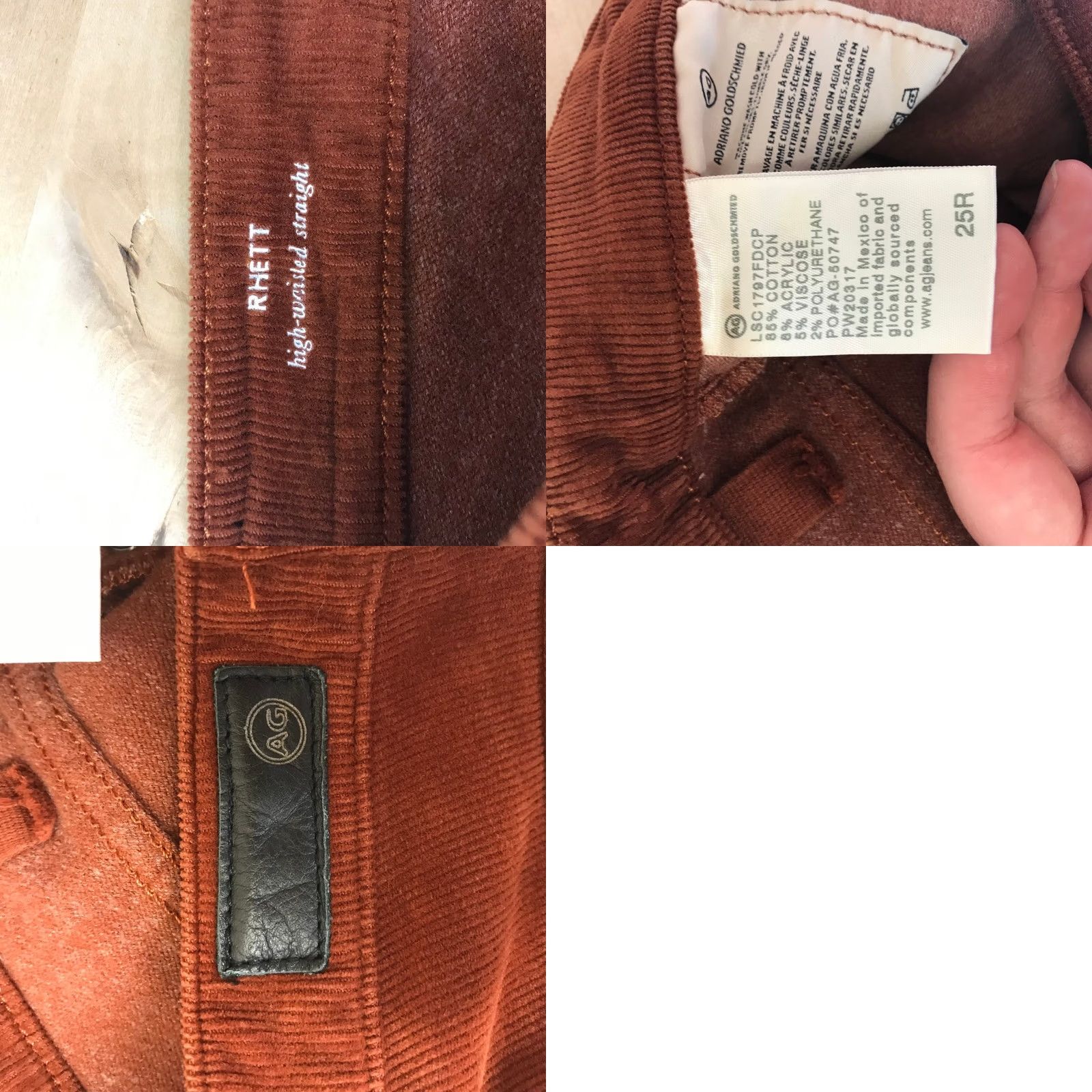 Vintage AG Adriano Goldschmied Rhett High Waisted Straight Corduroy Pants Rust Brown Size 42" / US 20 - 8 Thumbnail