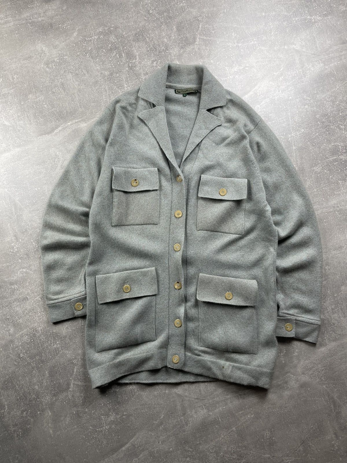 Holland & Holland Holland & Holland Cashmere Knit Utility Cardigan Sweater Size US L / EU 52-54 / 3 - 2 Thumbnail