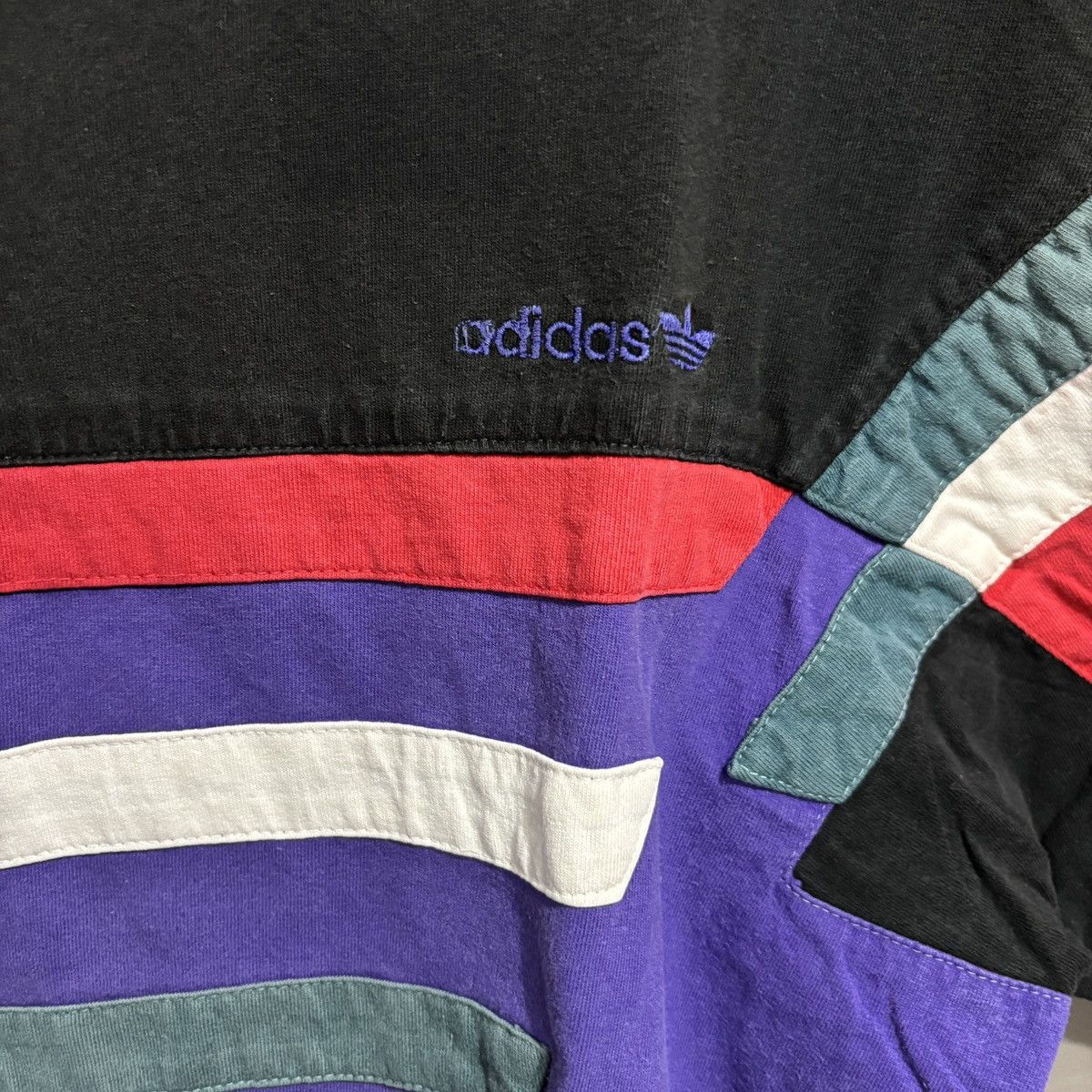 Adidas Adidas Vtg 90s Multicolor Striped Tee Shirt Purple Size US XL / EU 56 / 4 - 3 Thumbnail