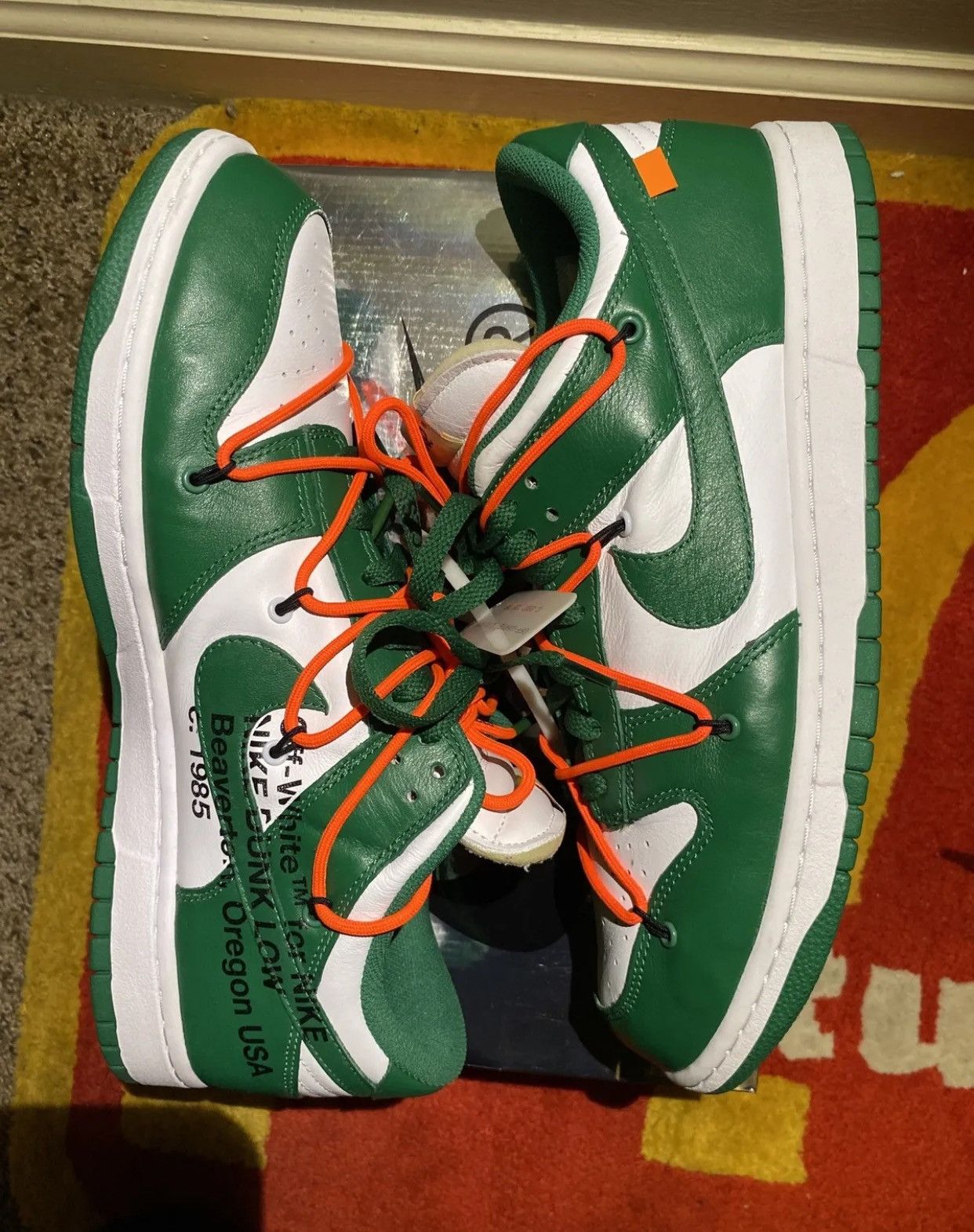 Nike Nike Dunk Low x OFF-WHITE Pine Green Size US 13 / EU 46 - 5 Thumbnail