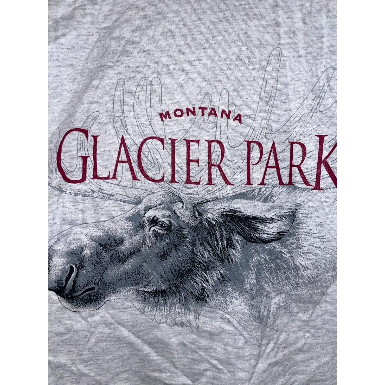 Vintage Vintage Montana Glacier Park Shirt Moose Animal Gray Tee VTG Size US L / EU 52-54 / 3 - 9 Thumbnail