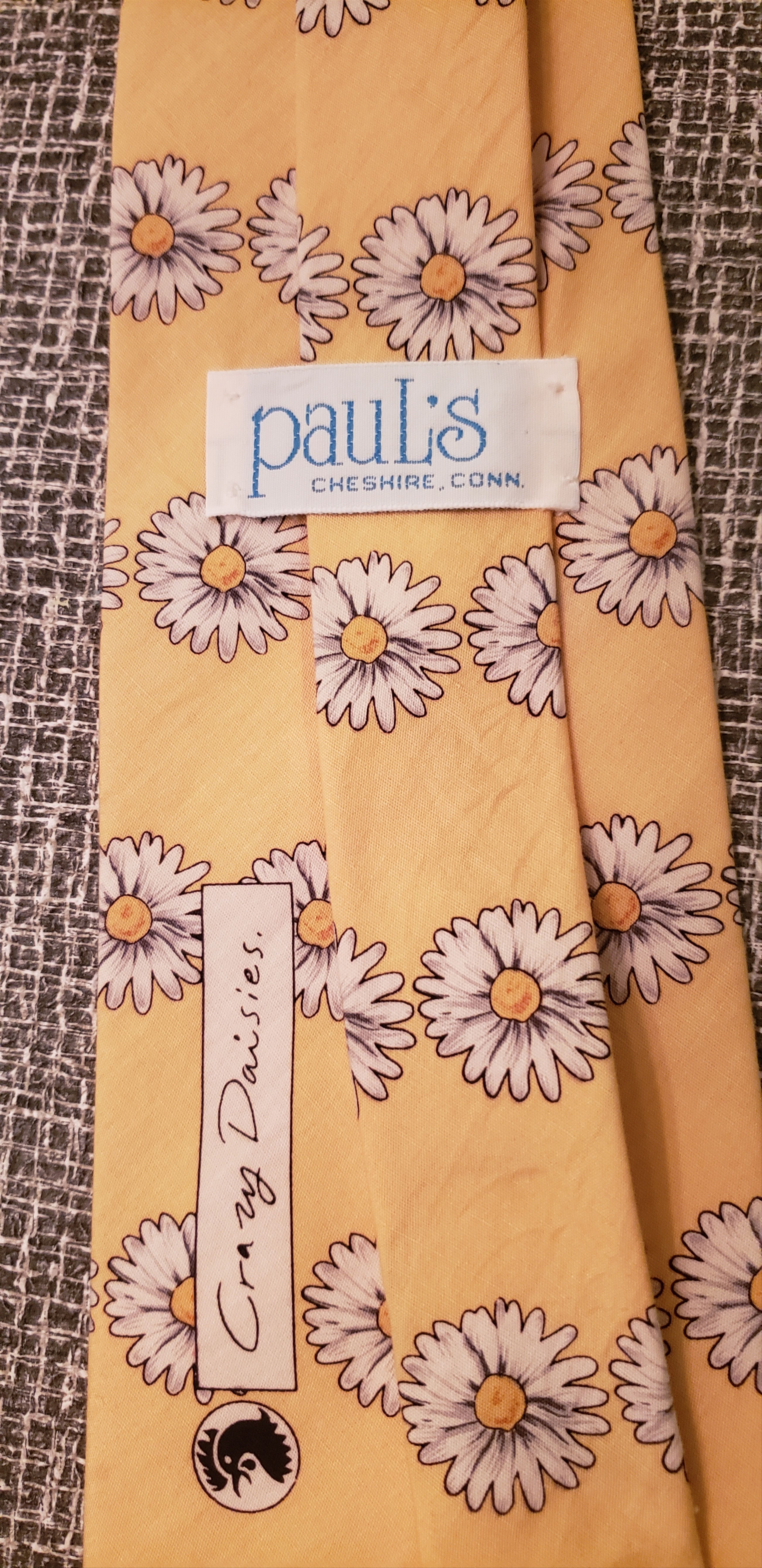 Vintage yellow Crazy Daisies neck tie floral cotton 1980s Size ONE SIZE - 4 Thumbnail