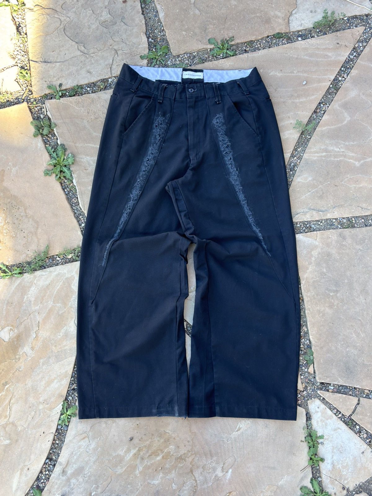 Other custom carti black flared distressed baggy pants Size US 34 / EU 50 - 2 Thumbnail
