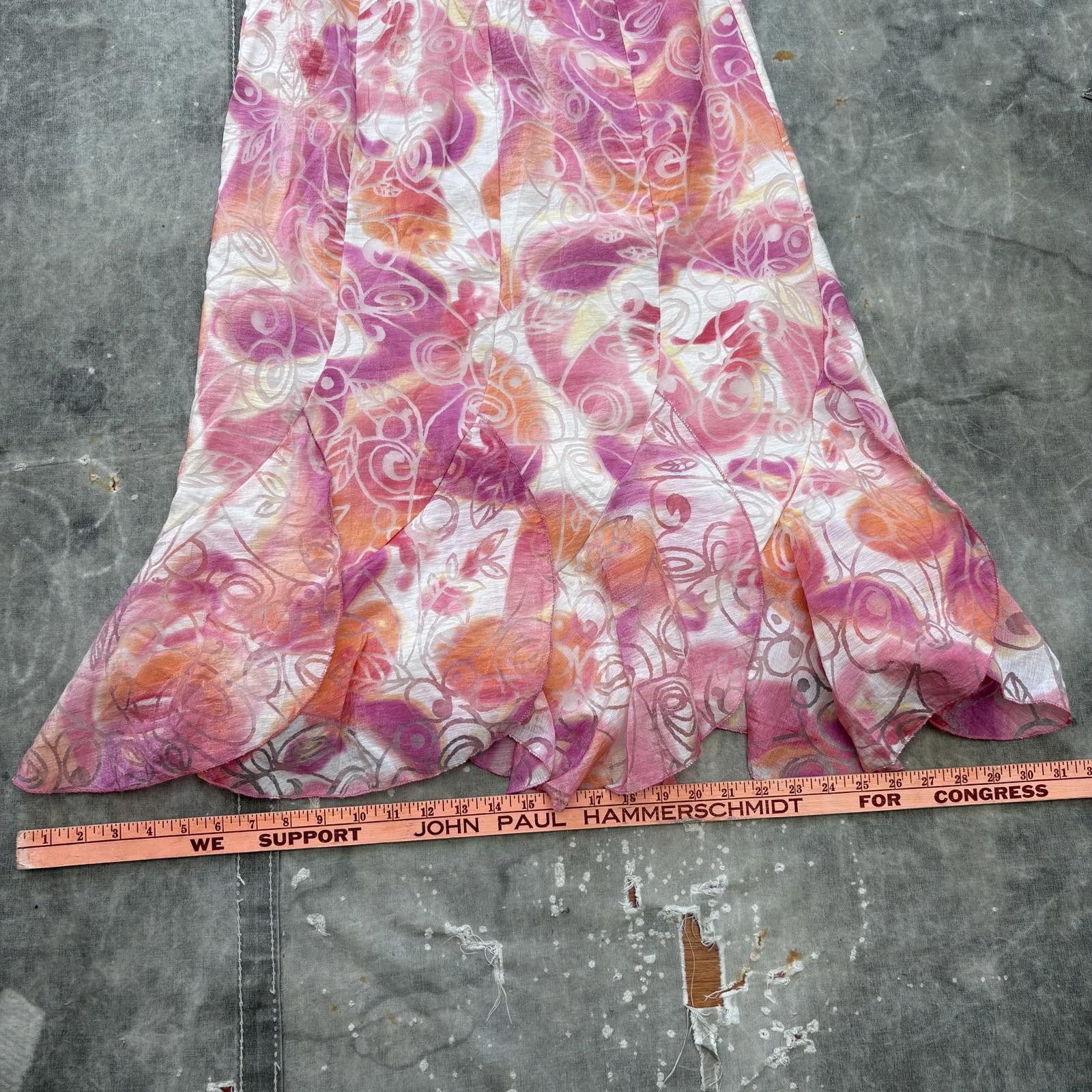 Vintage Vintage 90s Y2K Floral Semi Sheer Flared Ruffled Maxi Skirt Size 30" / US 8 / IT 44 - 3 Thumbnail