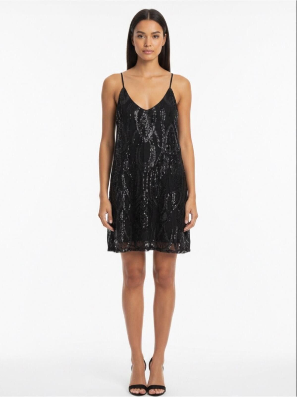 Other Black Sequin Cami Top with Adjustable Straps Size S / US 4 / IT 40 - 2 Thumbnail