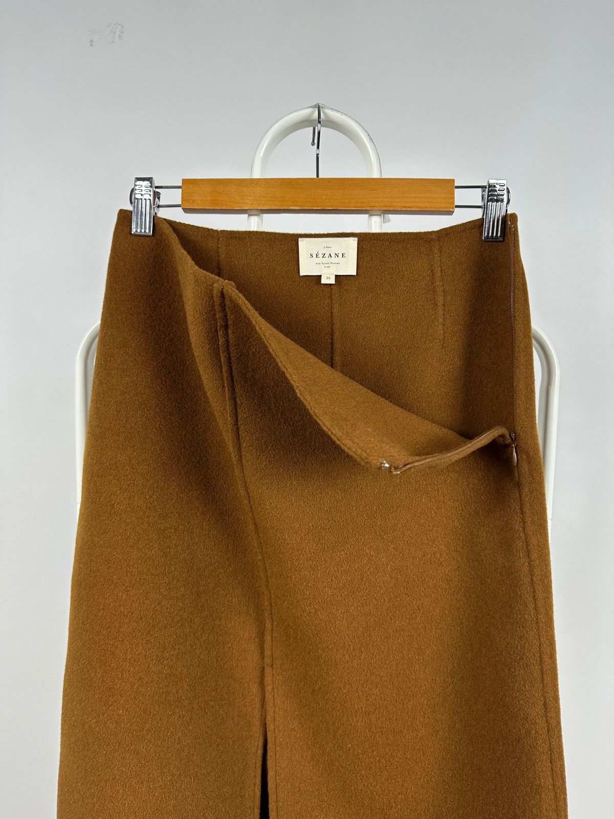 Sezane Sezane Eloane Mustard Wool Midi Skirt Size 26" / US 2 / IT 38 - 6 Thumbnail