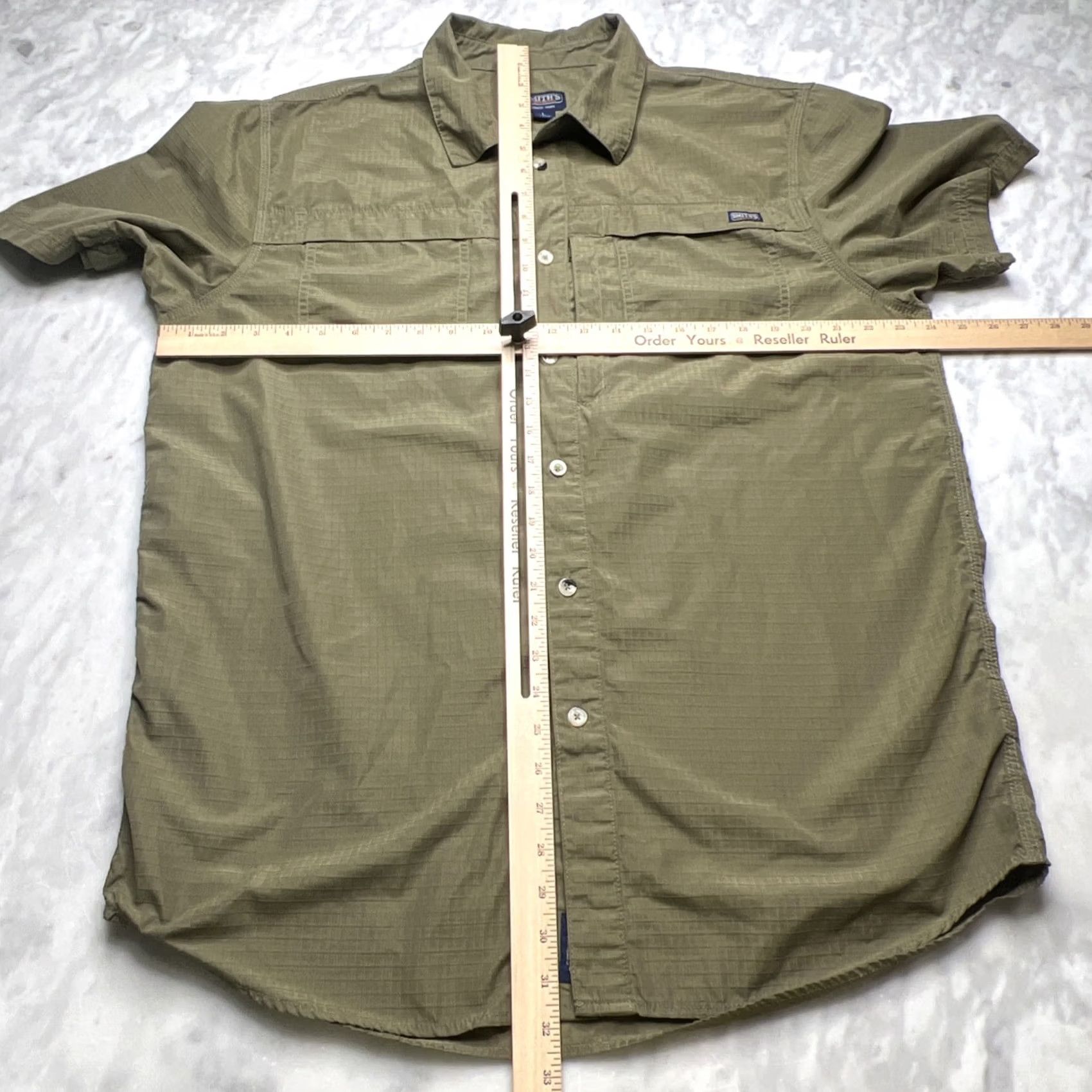 Vintage Smith Workwear Button-Up Short Sleeve Shirt Men Large Ripstop Green Pockets Size US L / EU 52-54 / 3 - 6 Thumbnail