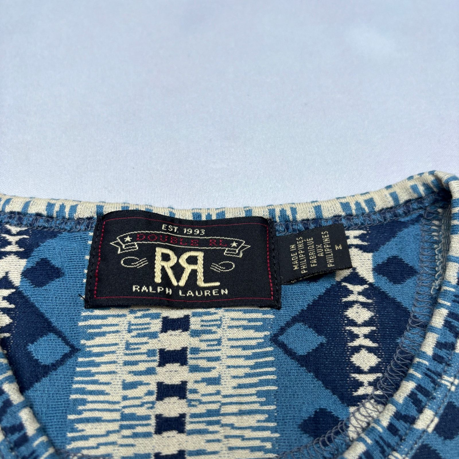 RRL Ralph Lauren RRL Double RL Ralph Lauren Jacquard Knit Jersey Henley M Size US M / EU 48-50 / 2 - 6 Thumbnail