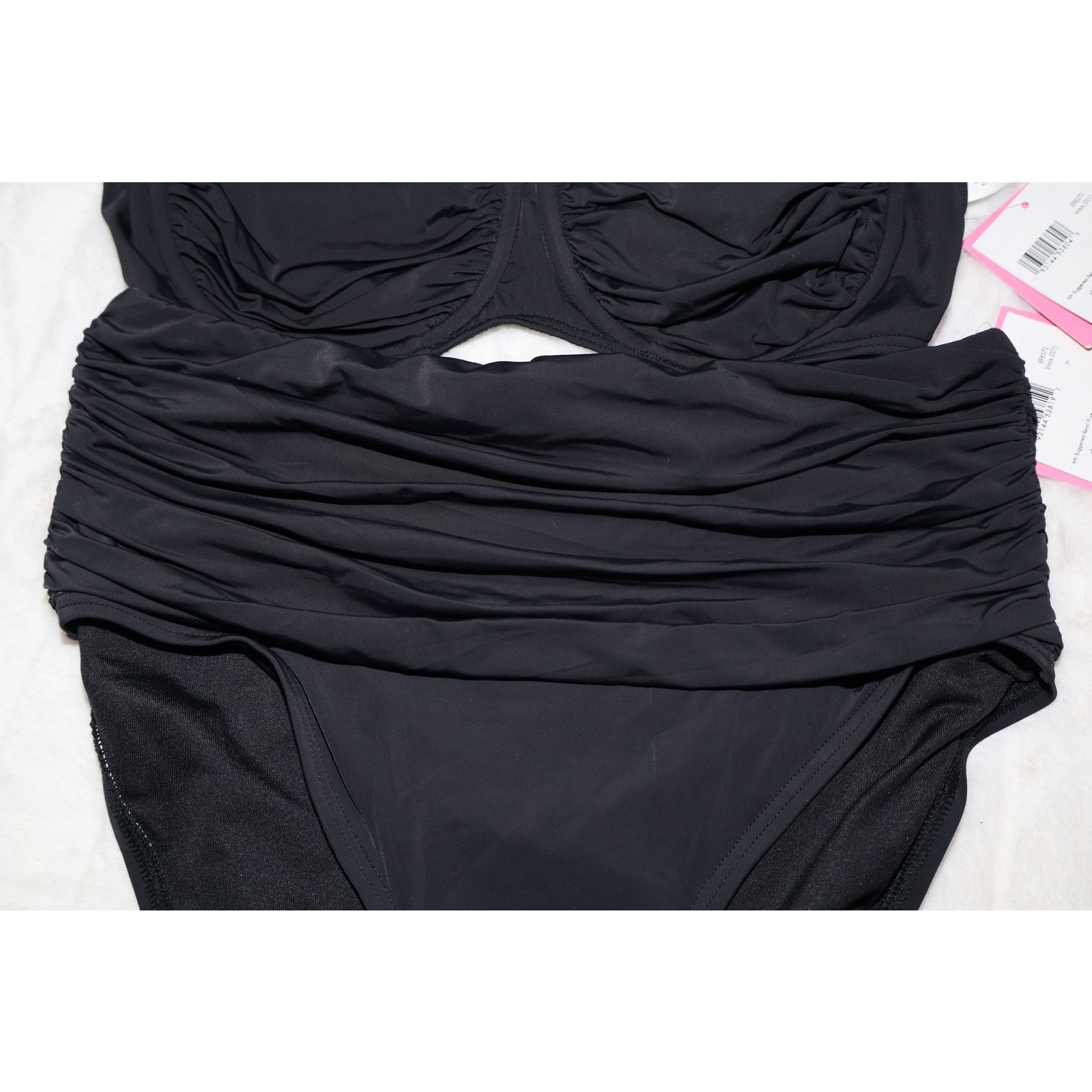 Kate Spade Kate Spade Women's Ruched High-waist Bikini Bottoms In Black Size ONE SIZE - 4 Thumbnail