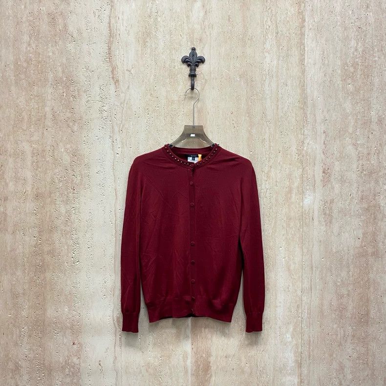 Gucci Gucci Burgundy wool cardigan jacket 2505-Nextarrow Size L / US 10 / IT 46 - 1 Thumbnail