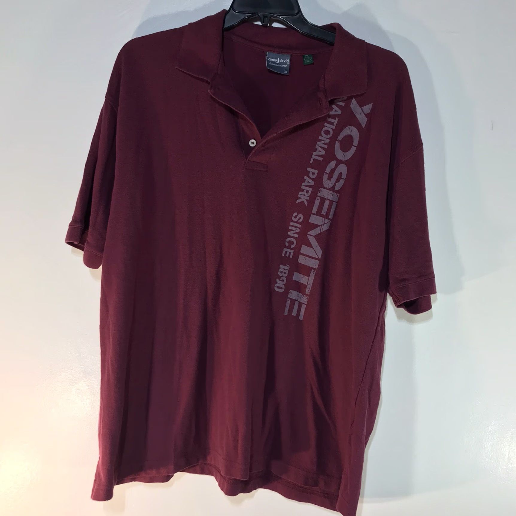 Vintage Camp David Polo Shirt Mens XL Burgandy Short Sleeve Button Knit Cotton Polyester Logo Vintage No Size US XL / EU 56 / 4 - 2 Thumbnail