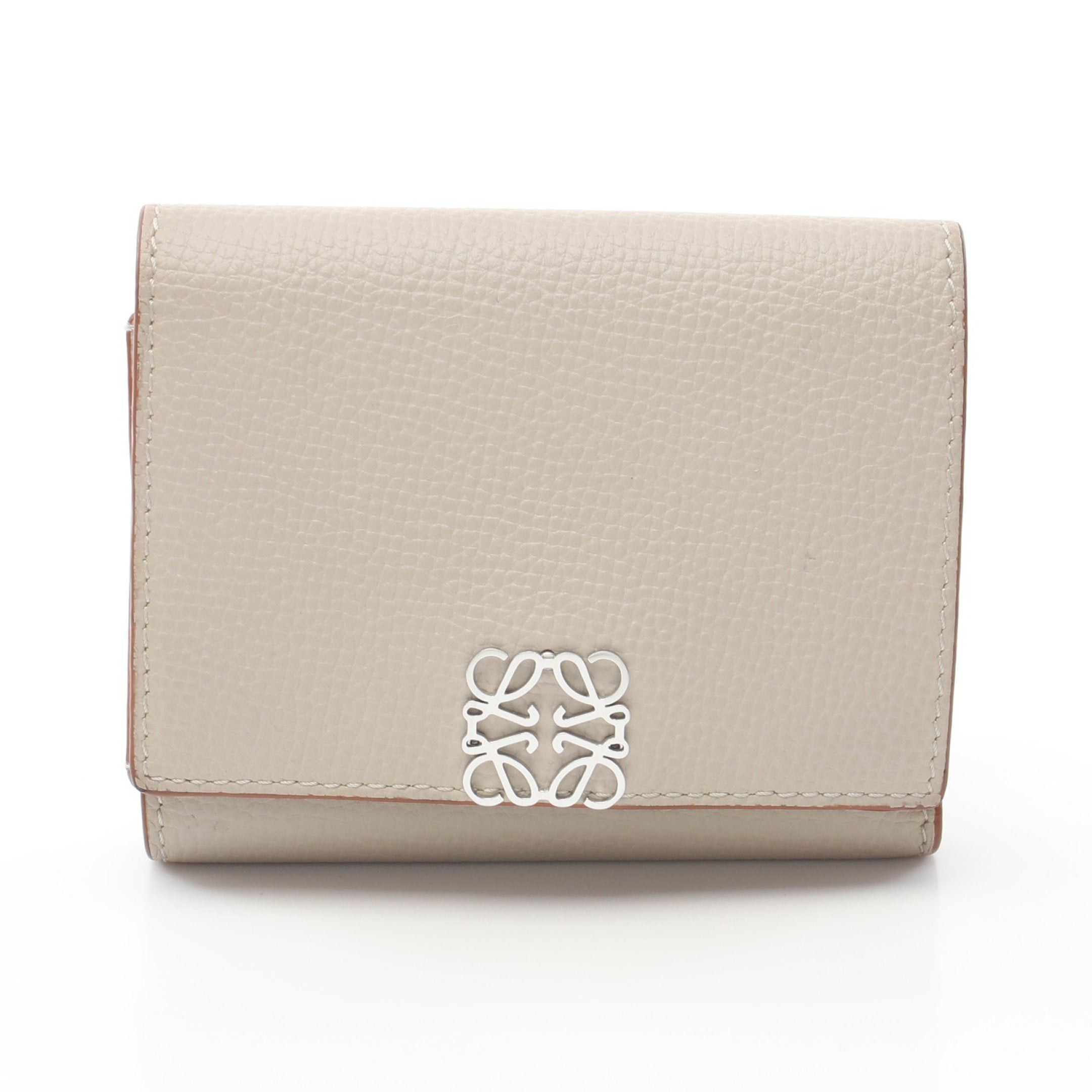 image of Loewe Anagram Trifold Wallet Trifold Wallet Compact Wallet Leather Light Gray in Grey, Women's