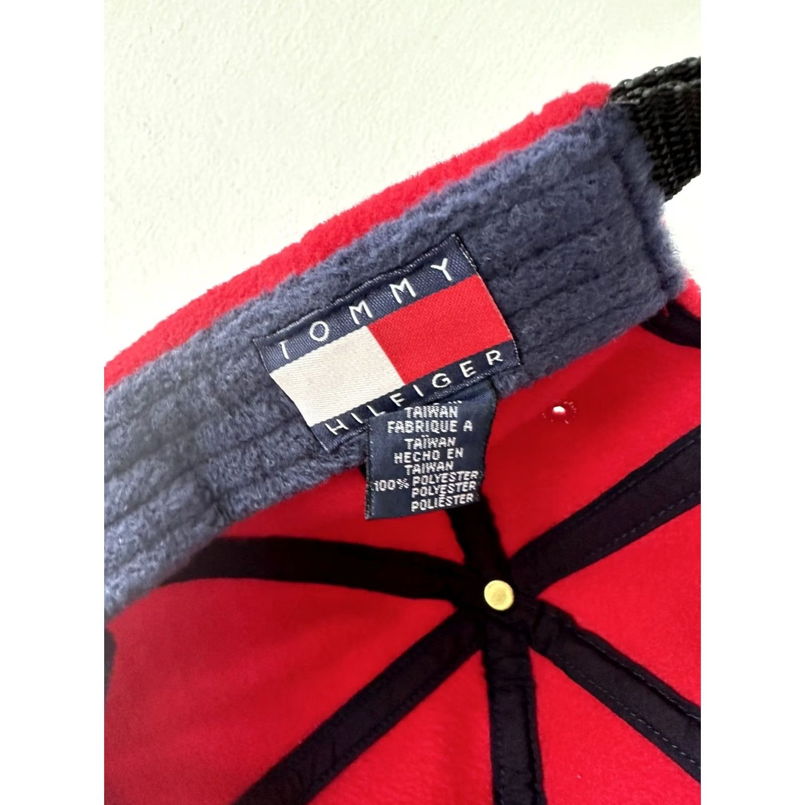 Tommy Hilfiger VINTAGE Tommy Hilfiger Hat Cap Red Fleece Blue Brim 90s VTG Strapback Coldstop Men Size US M / EU 48-50 / 2 - 5 Thumbnail