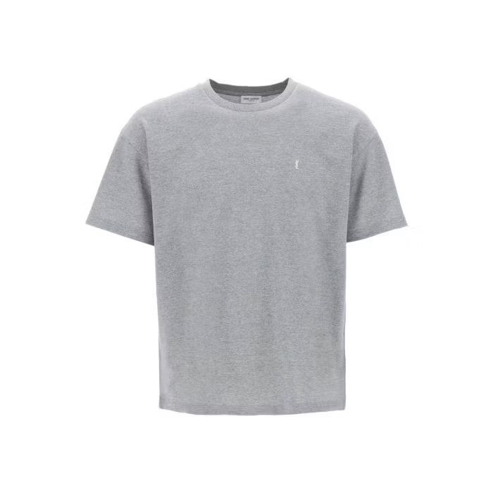 image of Saint Laurent Paris O1S22I1N0524 Monogram T-Shirt In Grey, Men's (Size Large)