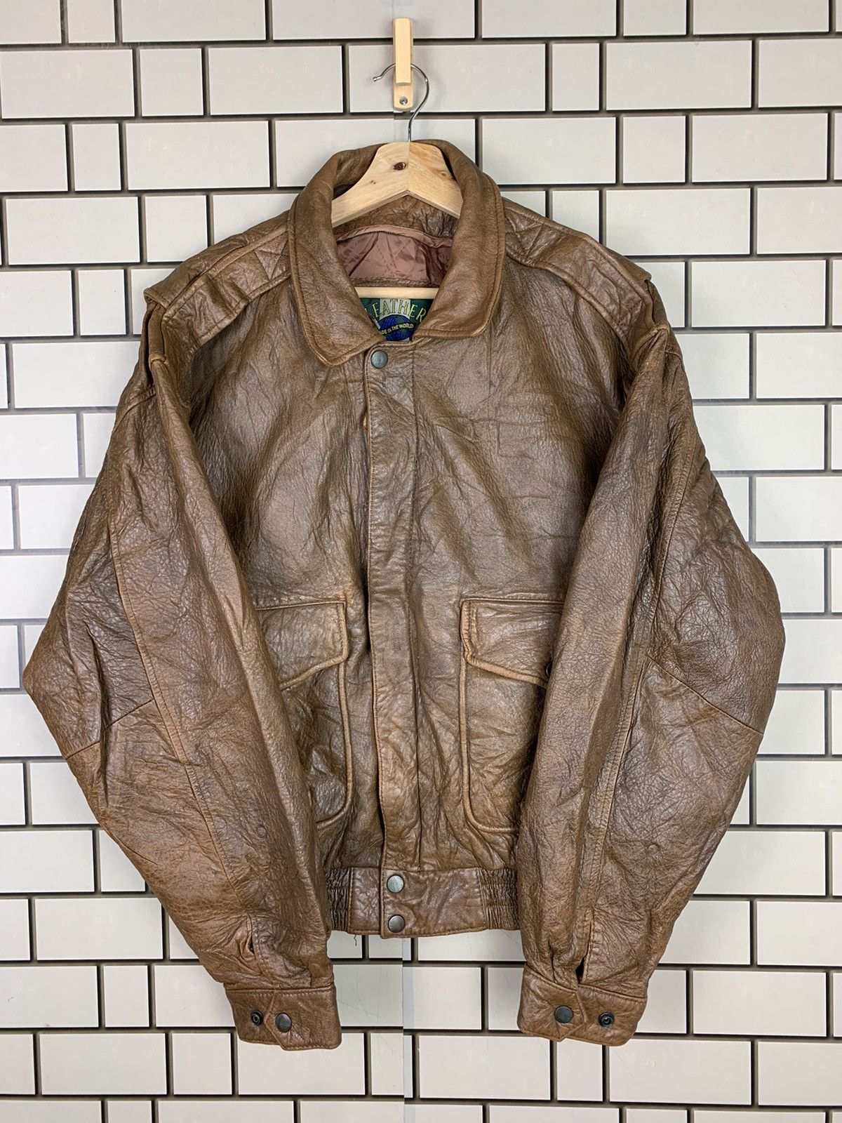 14th Addiction Vintage Japanese Brand Leather Bomber Jacket Size US L / EU 52-54 / 3 - 2 Thumbnail