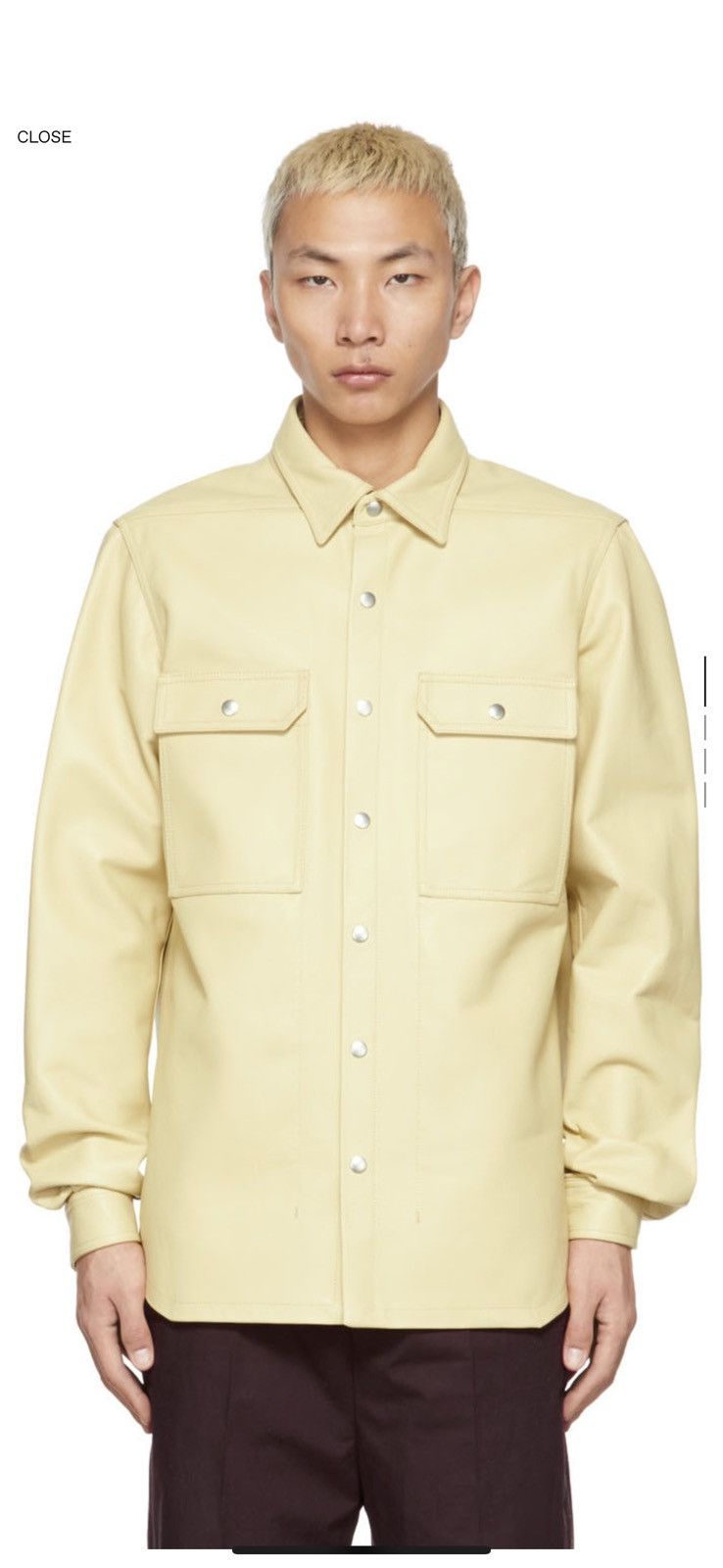 image of Ss22 Rick Owens Leather Jacket (Larry Vanilla Overshirt) in Beige, Men's (Size Large)