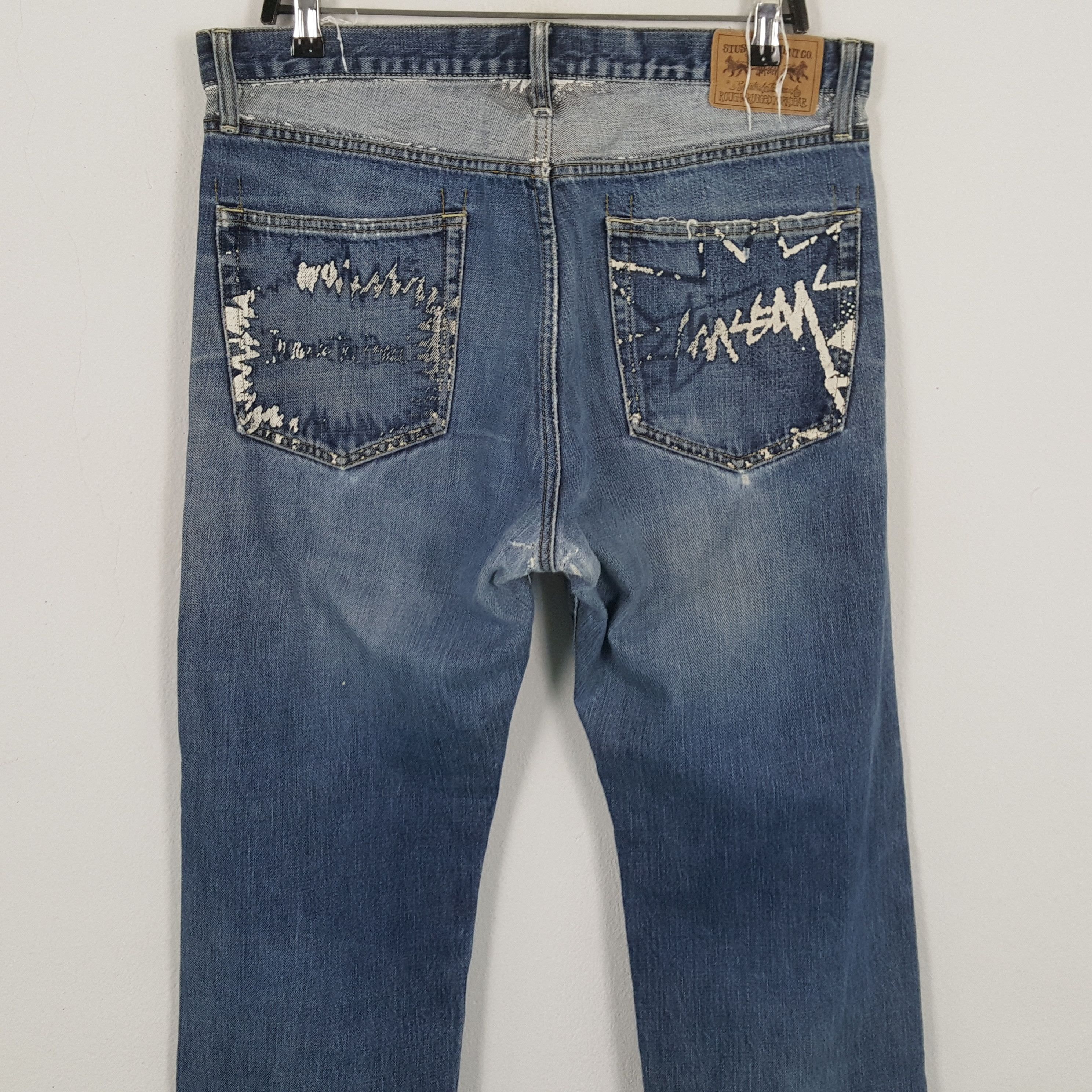 Stussy × Vintage STUSSY Streetwear Skateboard Style Distressed Jeans Size US 35 - 2 Thumbnail