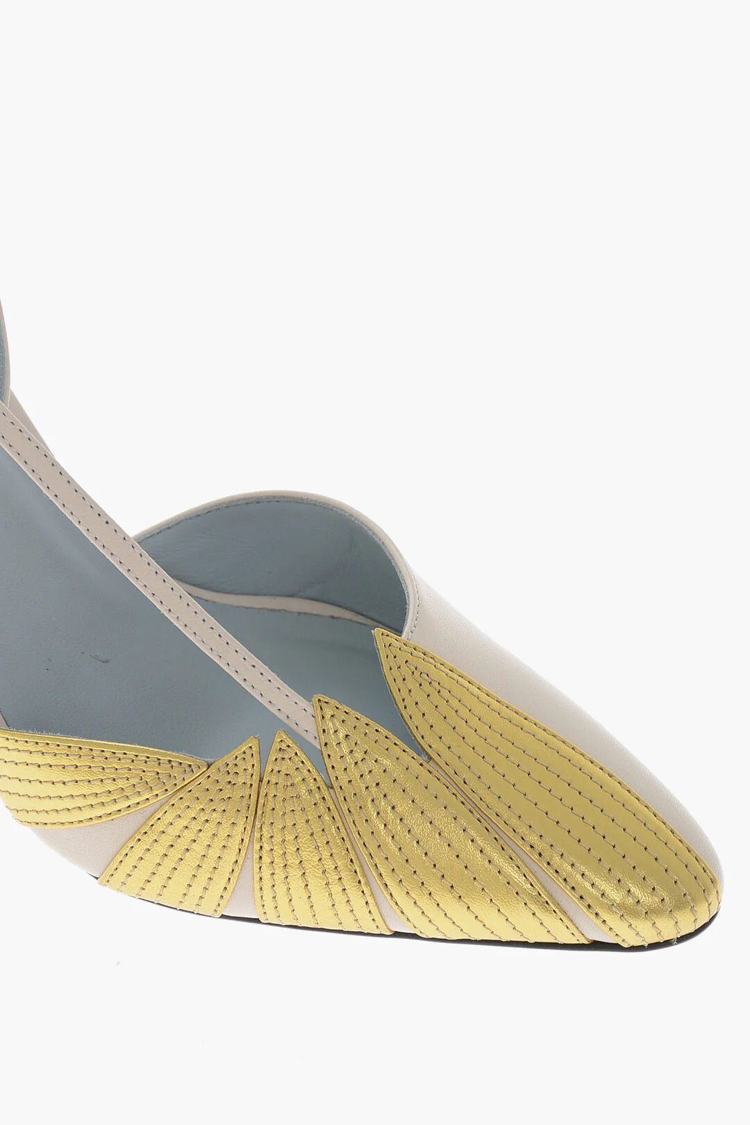 Valentino og1mm0426 Lamé Leather Slingbacks Sandals in Gold Size US 6.5 / IT 36.5 - 4 Thumbnail