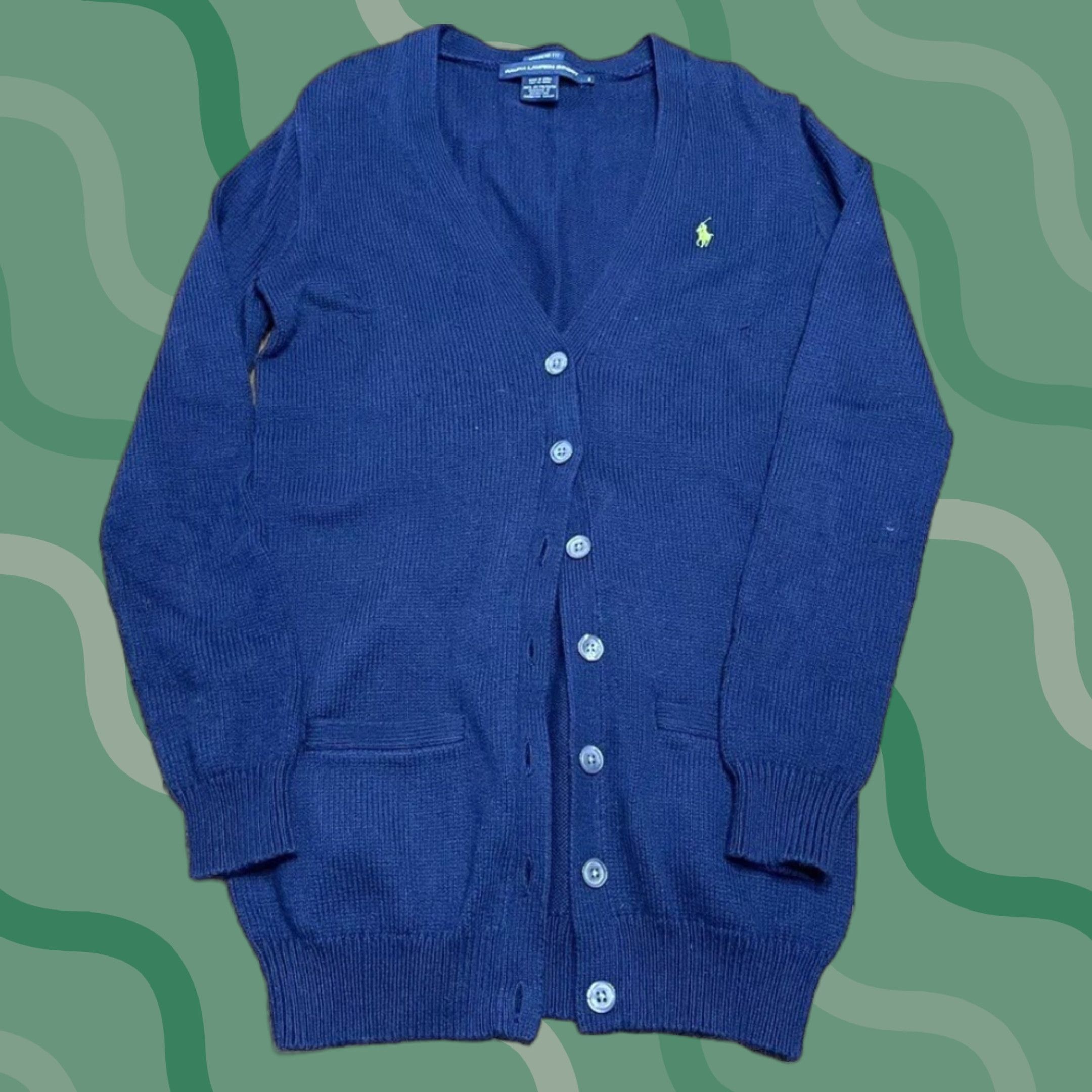 Ralph Lauren VINTAGE Ralph Lauren Sport Cardigan Women Small Blue Boyfriend Fit Sweater S Cardigan Sports Size S / US 4 / IT 40 - 1 Thumbnail