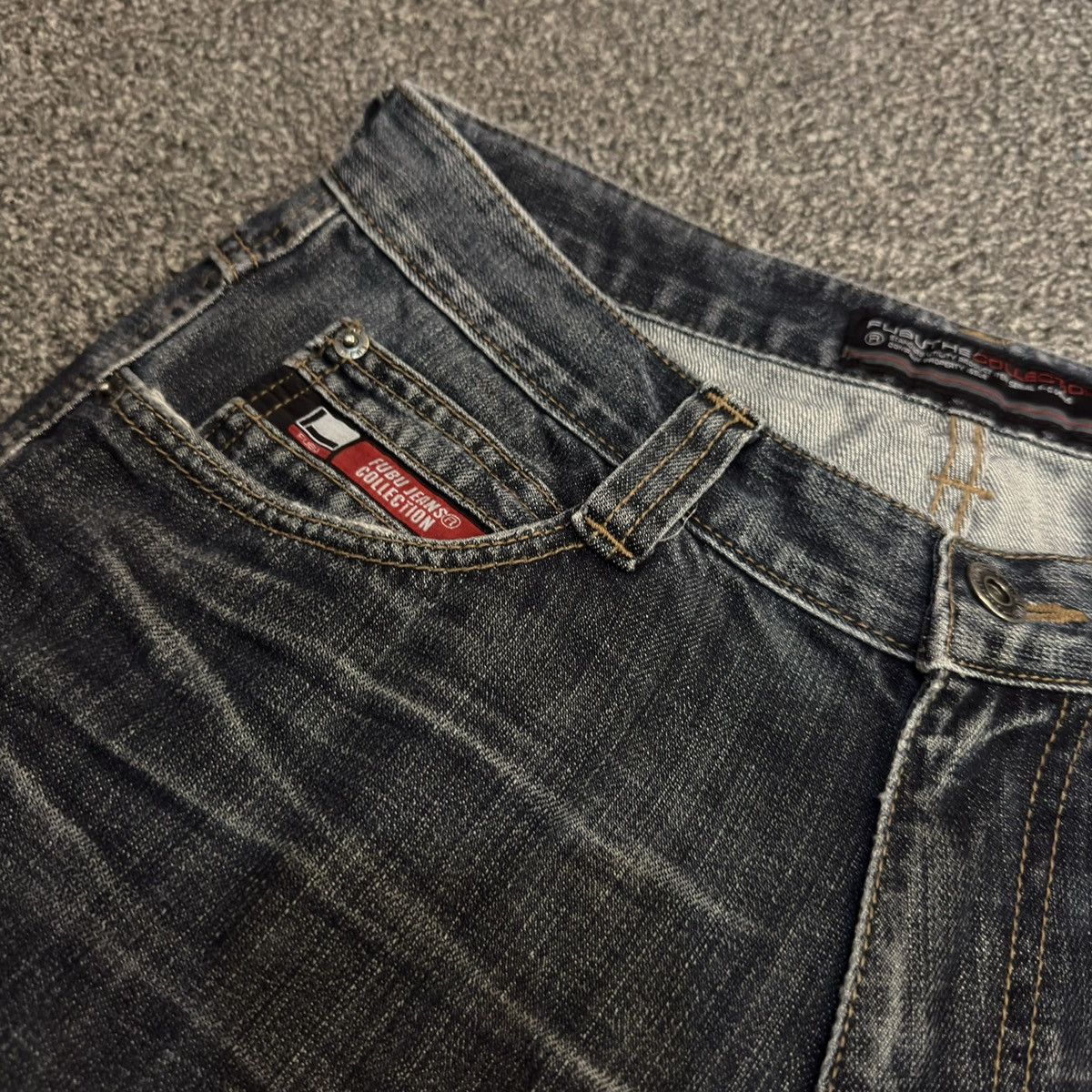 Hypebeast Special Raw Indigo Denim Baggy Flared Fubu Jeans Streetwear Size US 31 - 13 Thumbnail