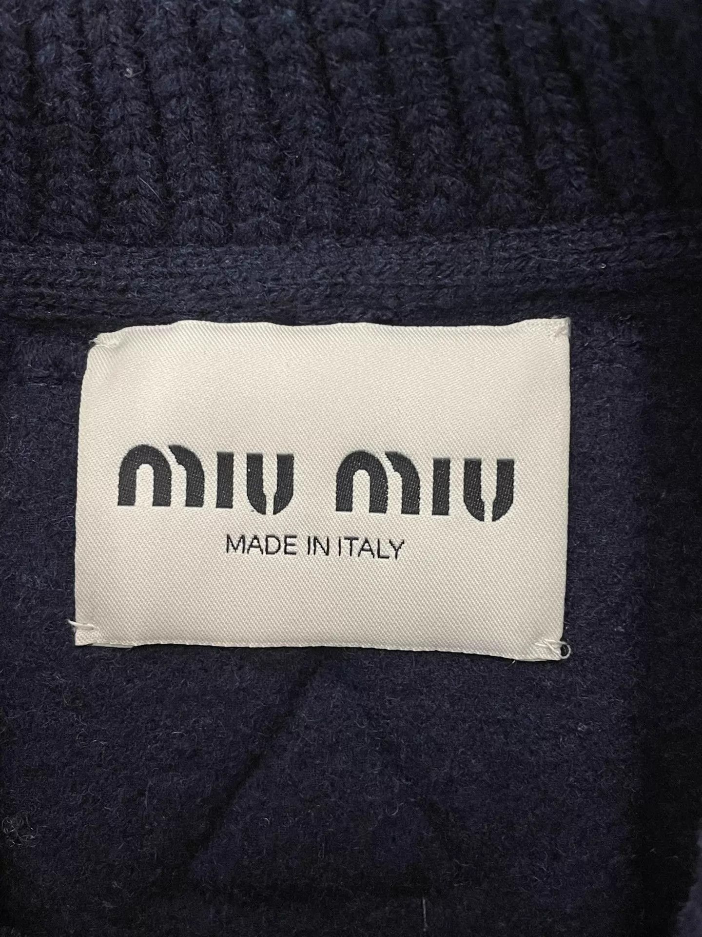 Miu Miu MIU MIU Navy Blue Double-Breasted Wool Short Jacket 40 Size S / US 4 / IT 40 - 3 Thumbnail
