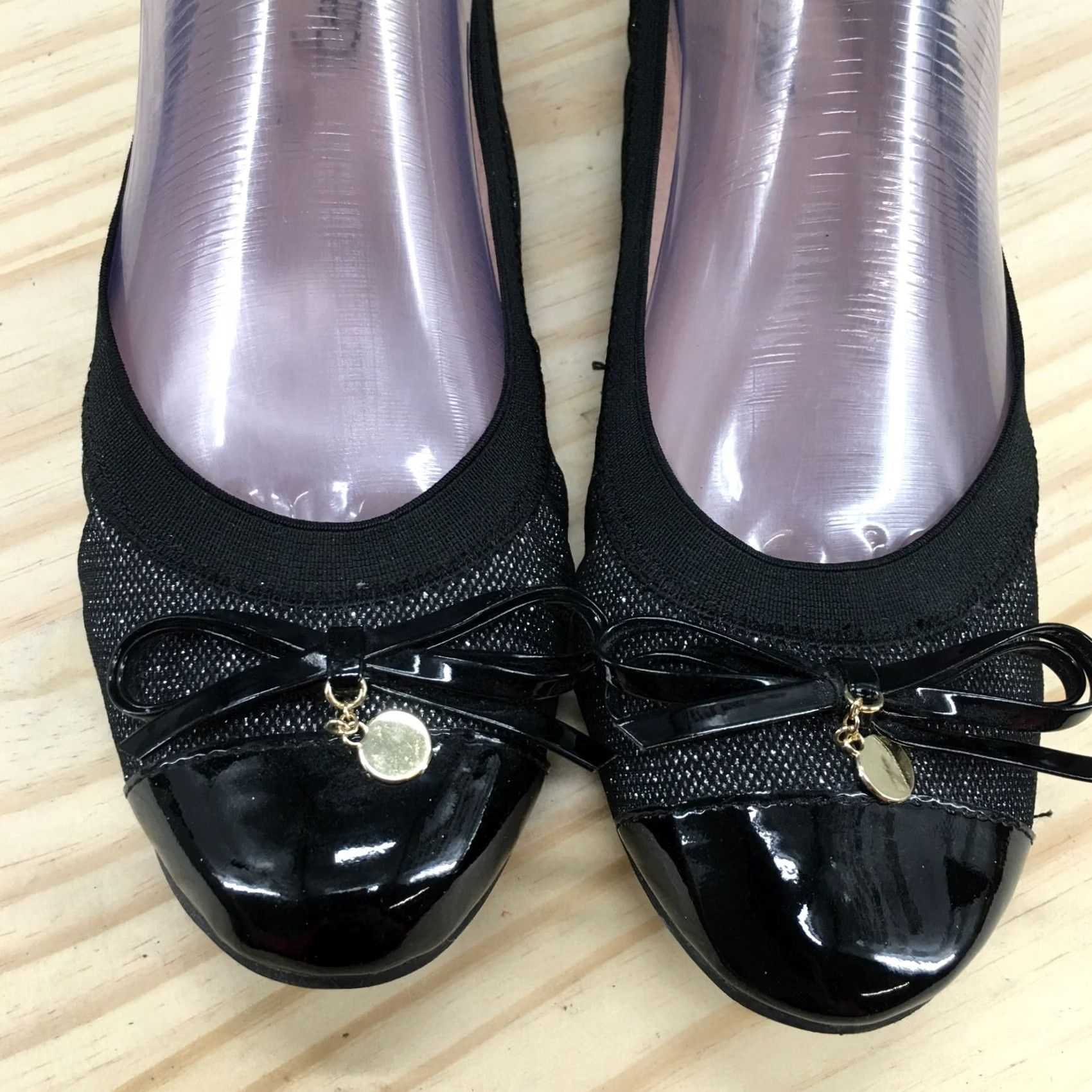 Vintage Cato Ballet Flats Womens 7.5M Black Bow Cap Toe Slip On Casual Comfort Shoes Size ONE SIZE - 3 Thumbnail