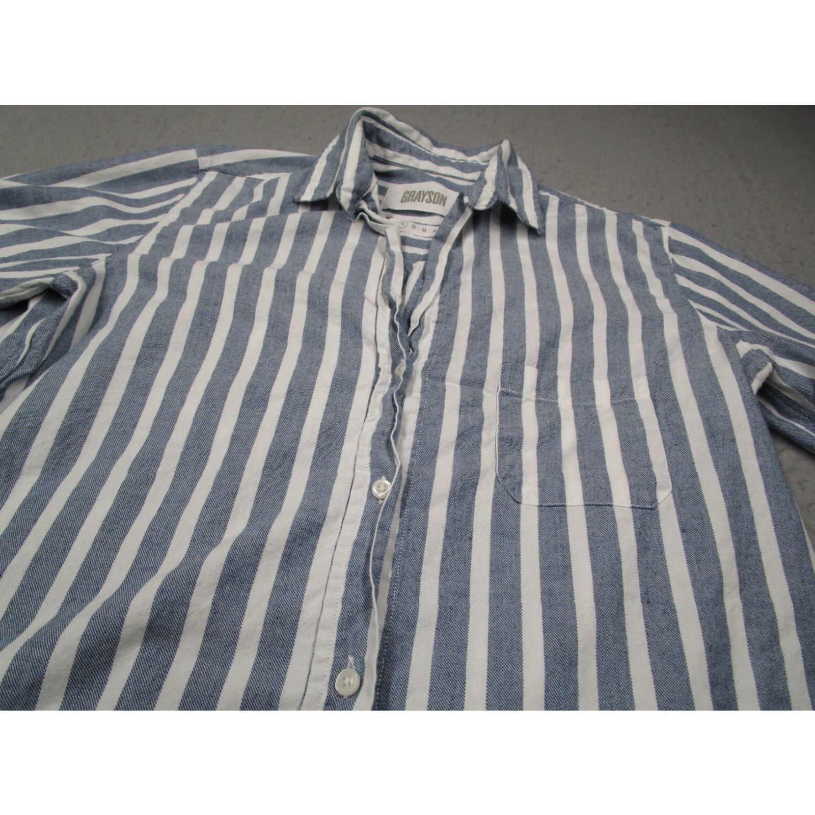 Vintage VINTAGE Grayson Women's Blue Striped Button-Up Shirt S Long Sleeve Casual Office Fall Spring Size S / US 4 / IT 40 - 2 Thumbnail