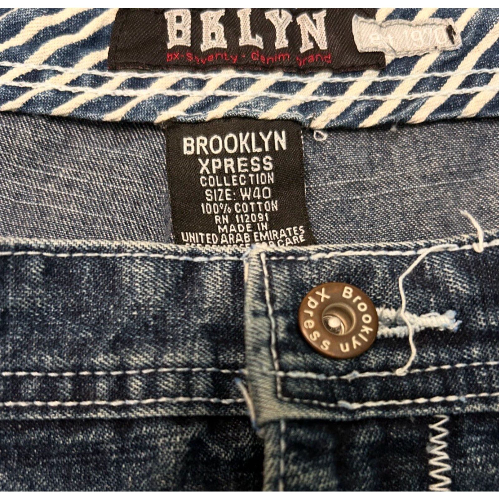 Express VINTAGE Brooklyn Xpress Baggy Hip Hop Skater Jeans Shorts Mens SZ 40 Jorts Blue Dark Size US 40 / EU 56 - 3 Thumbnail