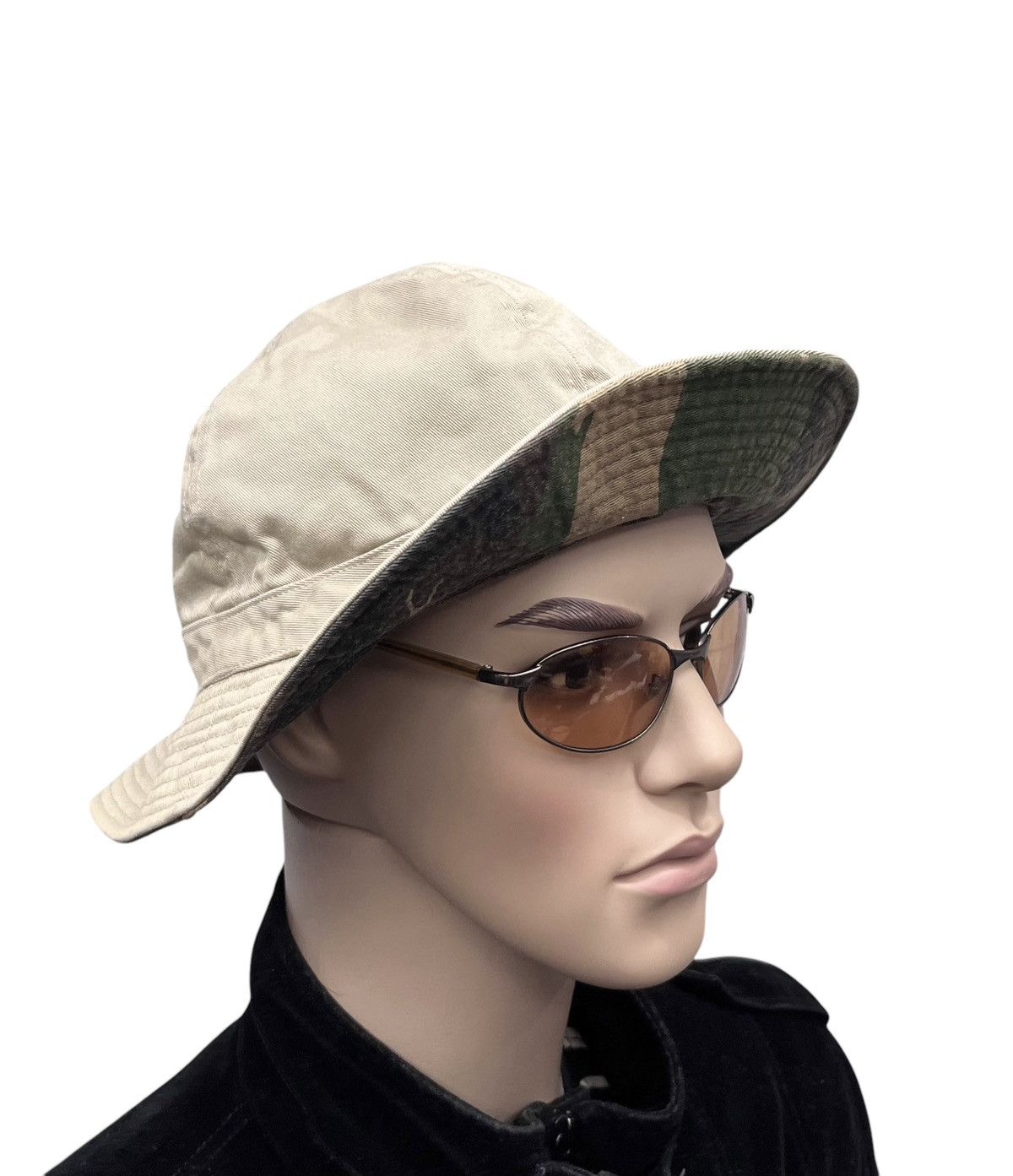 Vintage BEAMS JAPAN Green Camo 4 Panel Reversible Bucket Hat