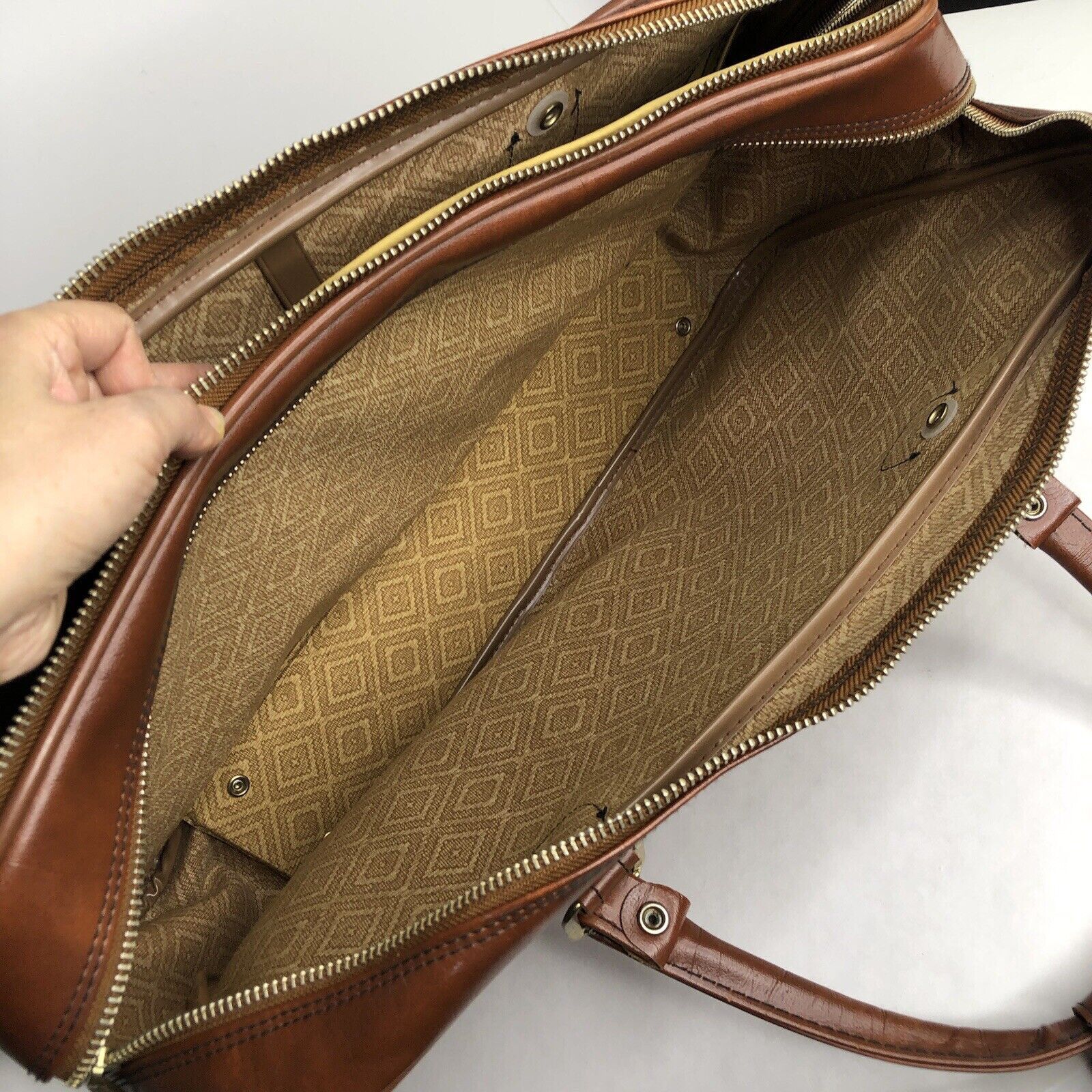 Sears Vtg Sears Briefcase Carry-on Brown Bag FauxLeather 21”x12.5” Size ONE SIZE - 17 Thumbnail