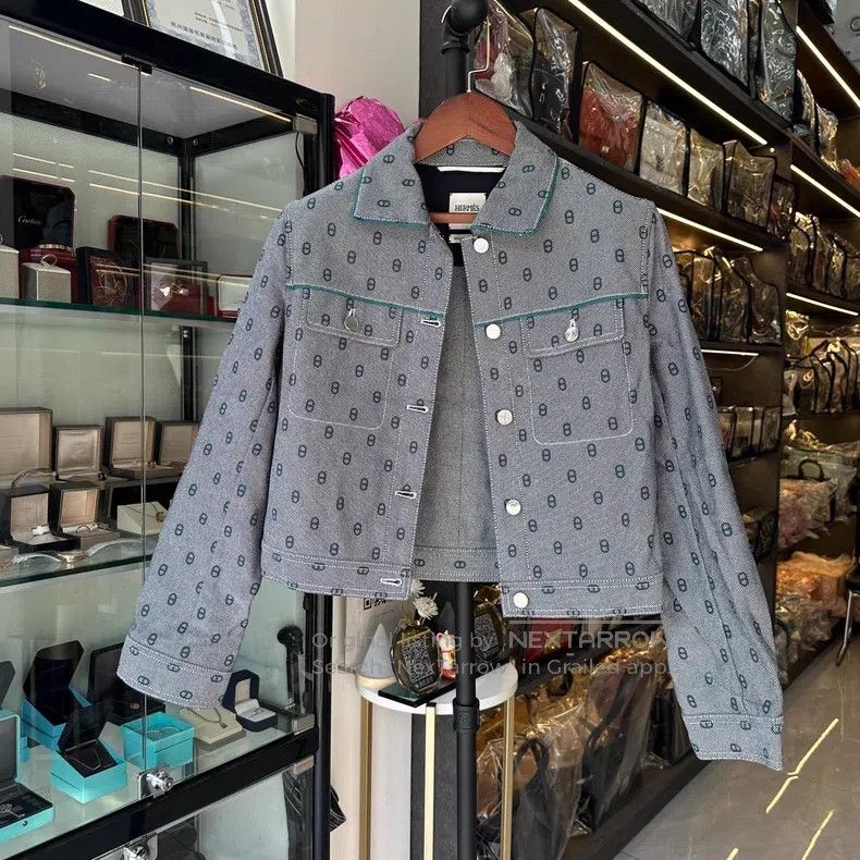 Hermes Hermes FW23 pig nose printed blue denim jacket Size XS / US 0-2 / IT 36-38 - 3 Thumbnail