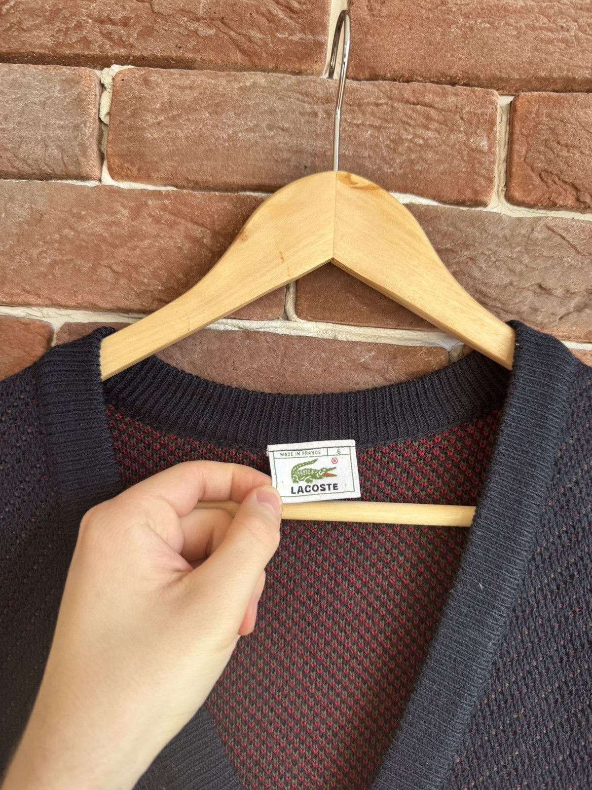 Lacoste Vintage 90s Lacoste Aztec Boxy Cardigan Sweater Navy XL Size US XL / EU 56 / 4 - 7 Thumbnail
