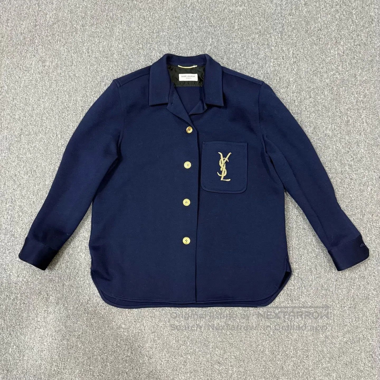 Saint Laurent Paris Saint Laurent Navy Gold Embroidery Coat. Size US XXS / EU 40 - 1 Thumbnail