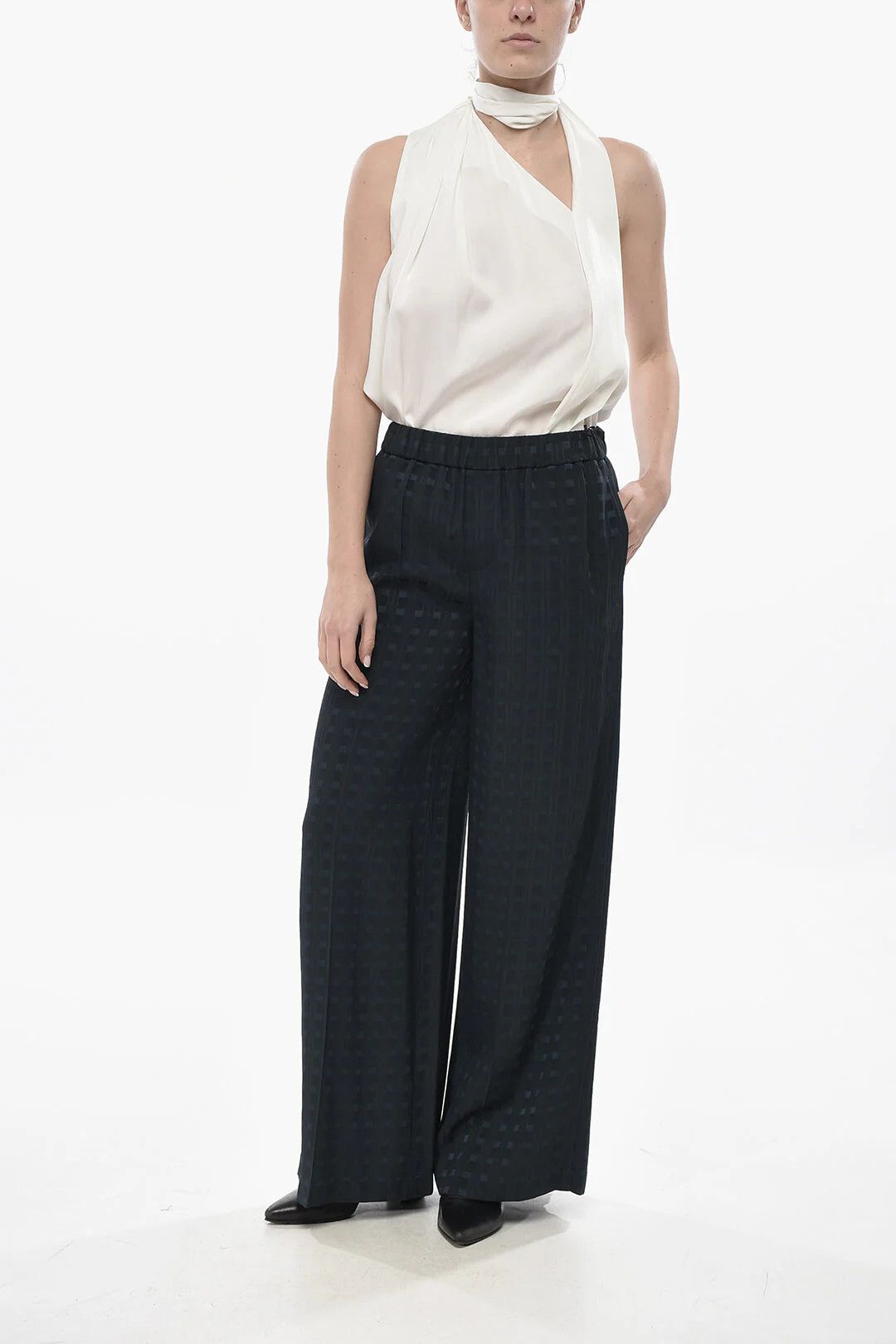 Kenzo og1mm0426 Jacquard Palazzo Pant in Blue Size 27" / US 4 / IT 40 - 4 Thumbnail