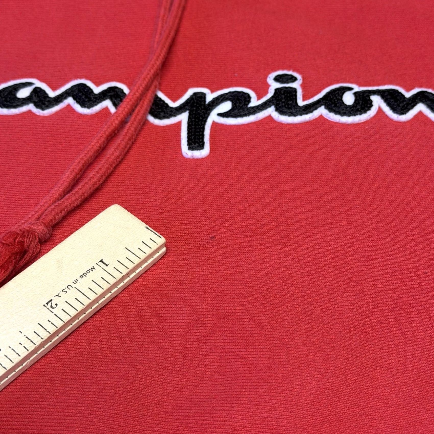 Champion VINTAGE Champion Reverse Weave Hoodie Mens Large Red Pullover Fleece Script Logo Graphic Size US L / EU 52-54 / 3 - 3 Thumbnail