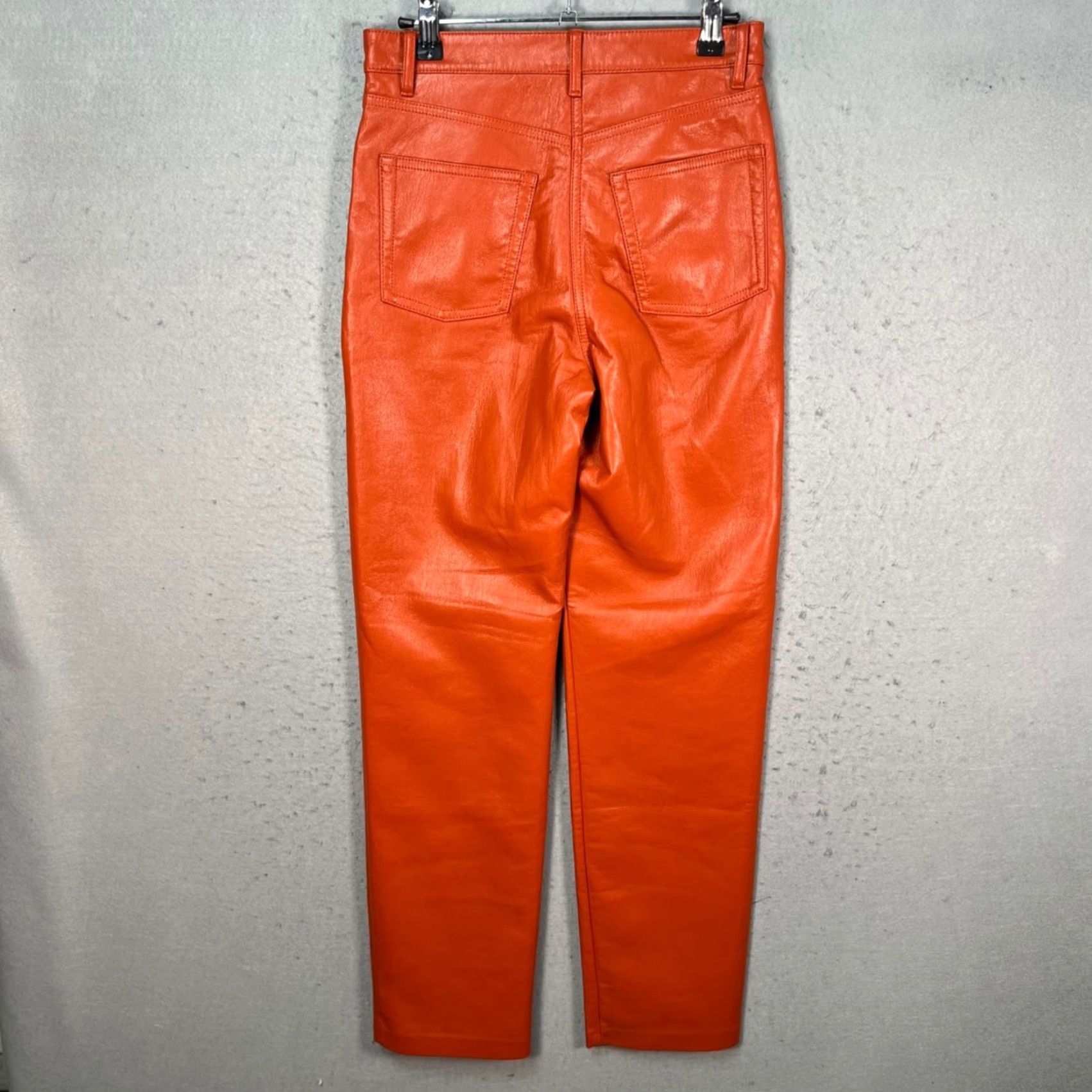 Vintage Wilfred The Melina High-Waisted Faux Leather Pants Orange Womens Size 2 Size 26" / US 2 / IT 38 - 2 Thumbnail