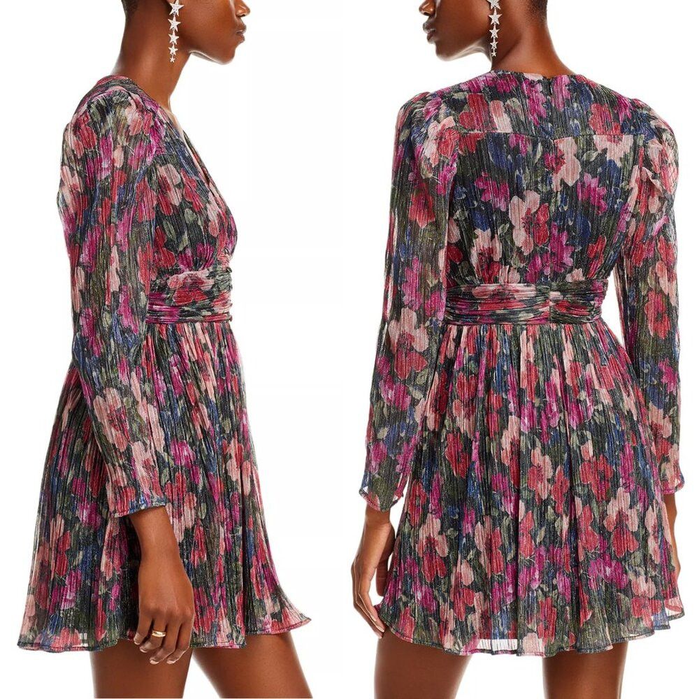AQUA New AQUA Long Sleeve Metallic Floral Mini Dress Size XL Size XL / US 12-14 / IT 48-50 - 2 Thumbnail