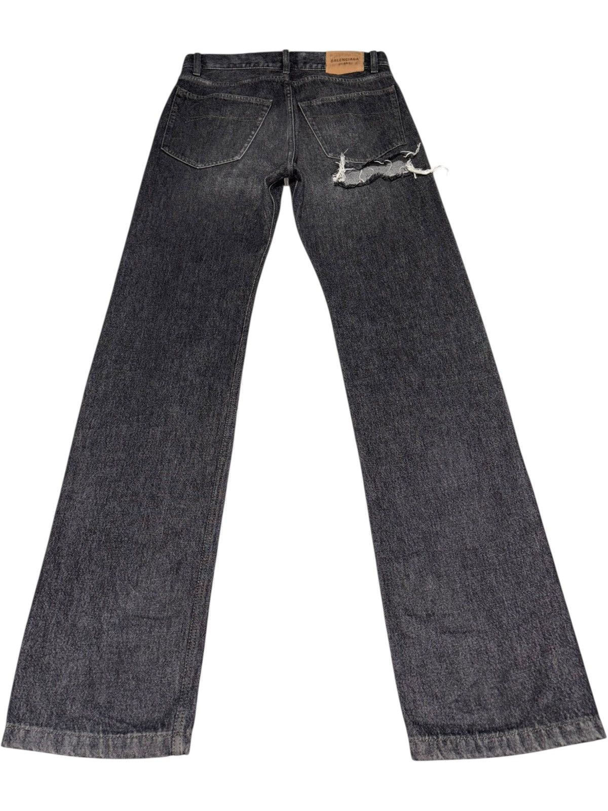 Balenciaga FW21 Demna Balenciaga Jeans Back Rip distressed gray denim Size US 29 - 2 Thumbnail