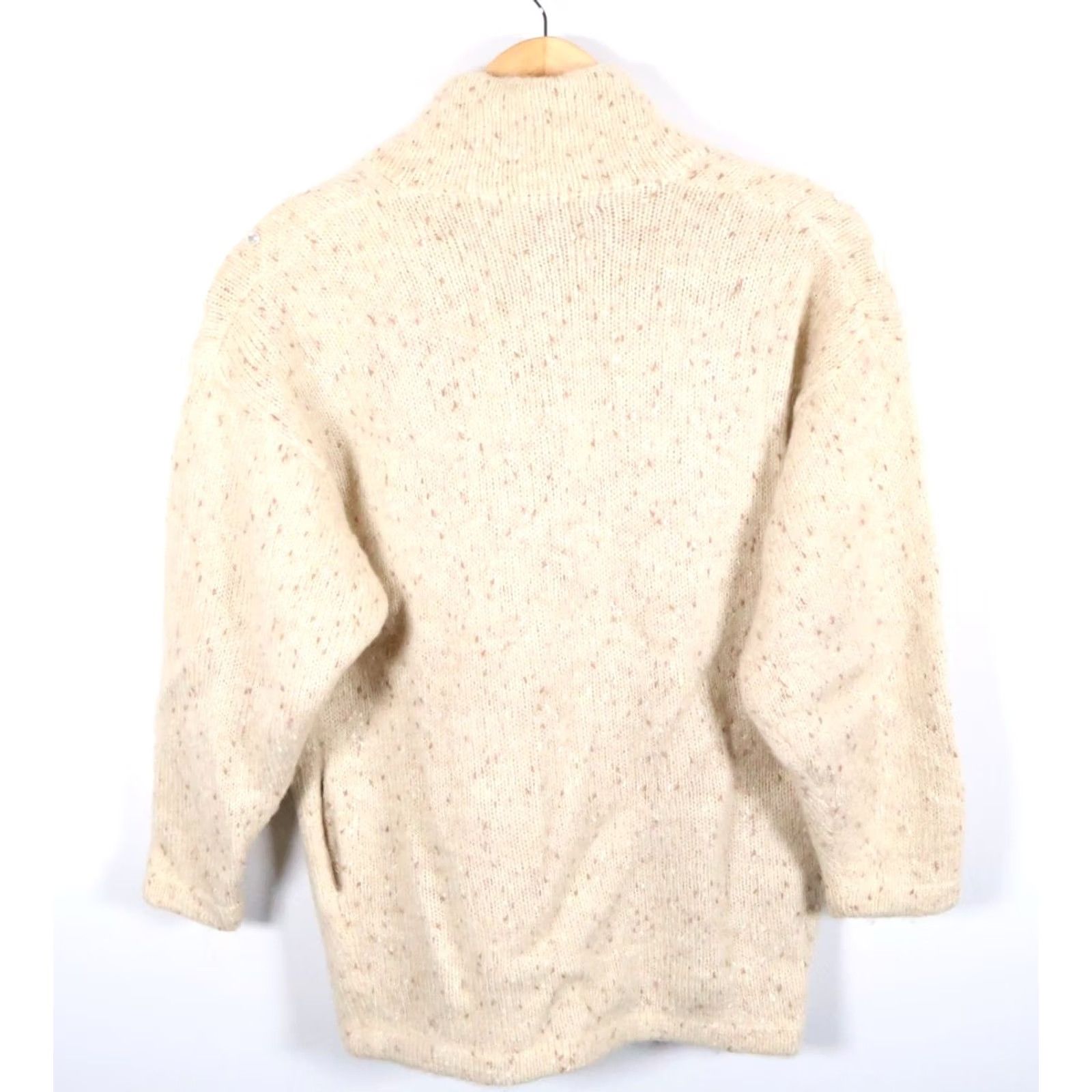 Vintage VINTAGE IB Diffusion Cardigan Sweater Women's Large Beige Beaded Wool Mohair Blend Heavyweight 90s Size L / US 10 / IT 46 - 2 Thumbnail
