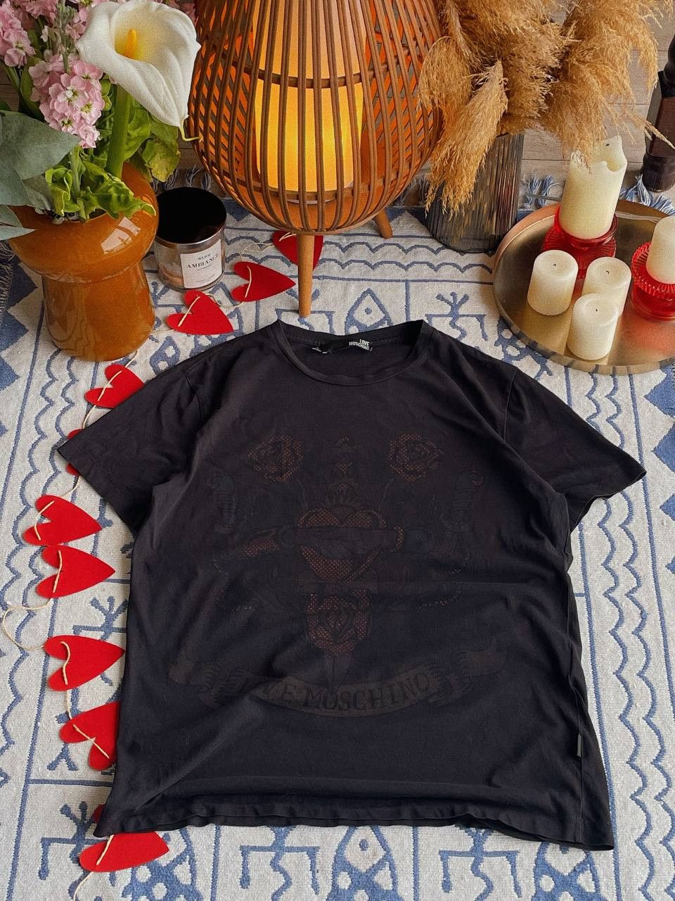 Love Moschino Love Moschino T-Shirt Black Tattoo Style Graphic Size L / US 10 / IT 46 - 1 Thumbnail