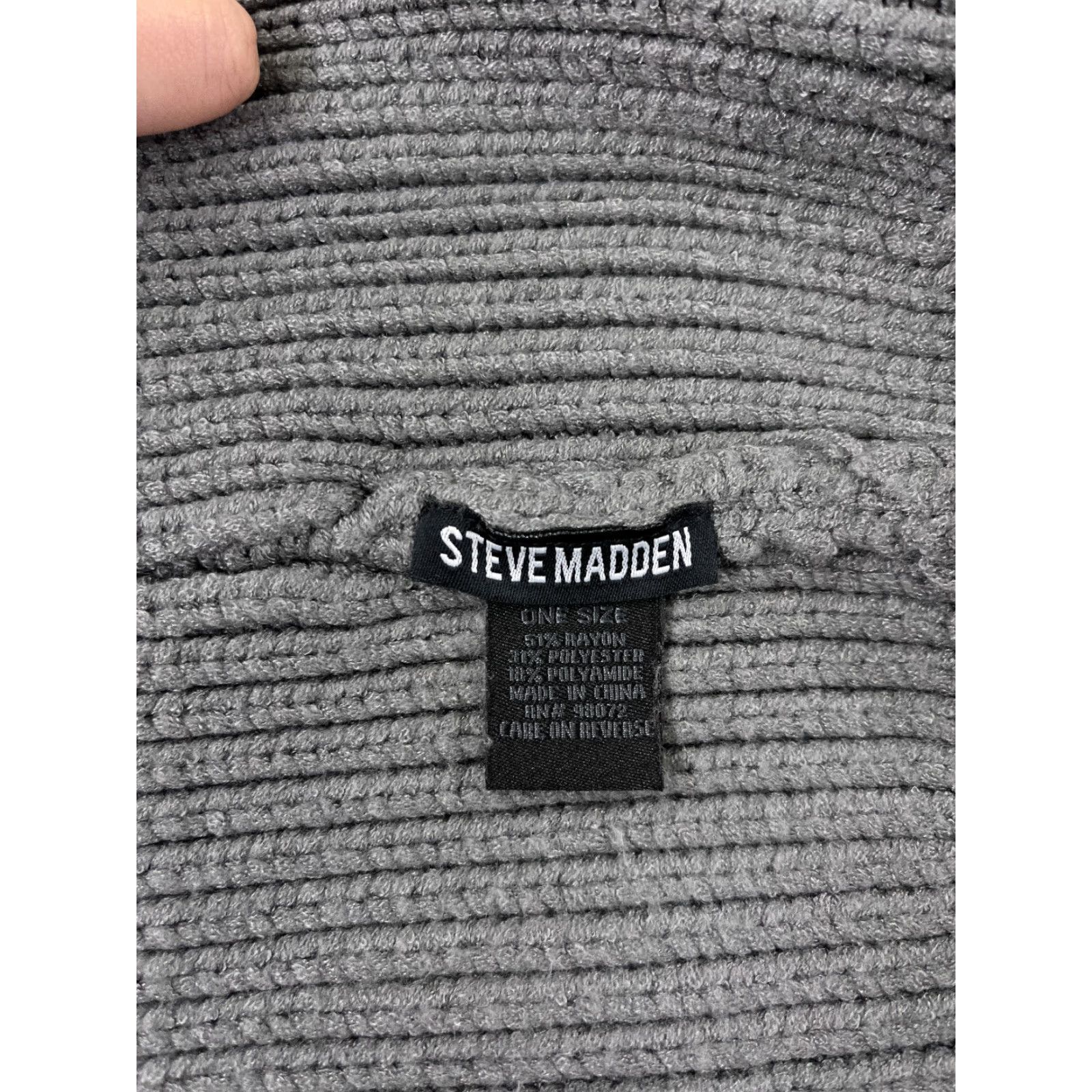 Steve Madden Steve Madden Beanie Womens One Size Gray Double Knit Ski Hat/Toque, Polyester, Viscose Blend, Knit, Fall Winter Size ONE SIZE - 6 Thumbnail