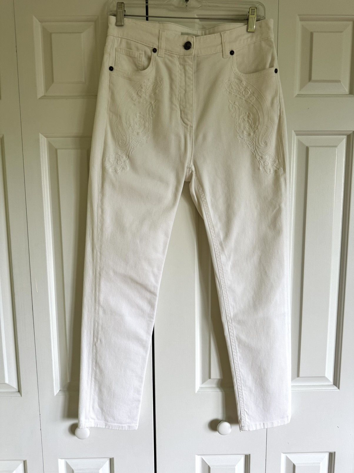 Etro ETRO Women White Embroidered Skinny Jeans 29 NWOT Size 29" - 1 Thumbnail