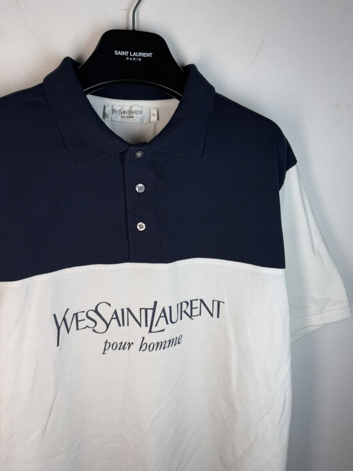 Yves Saint Laurent White YSL Polo Shirt Spell Out YSL T-Shirt Size US XL / EU 56 / 4 - 9 Thumbnail