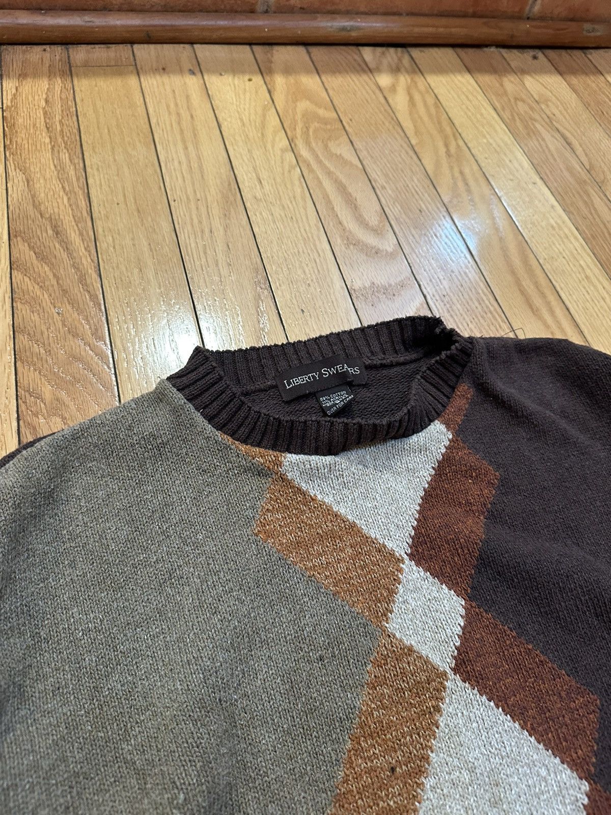 Vintage Vintage Preppy Liberty Sweaters Argyle Print Sweater - Brown Size US S / EU 44-46 / 1 - 4 Thumbnail